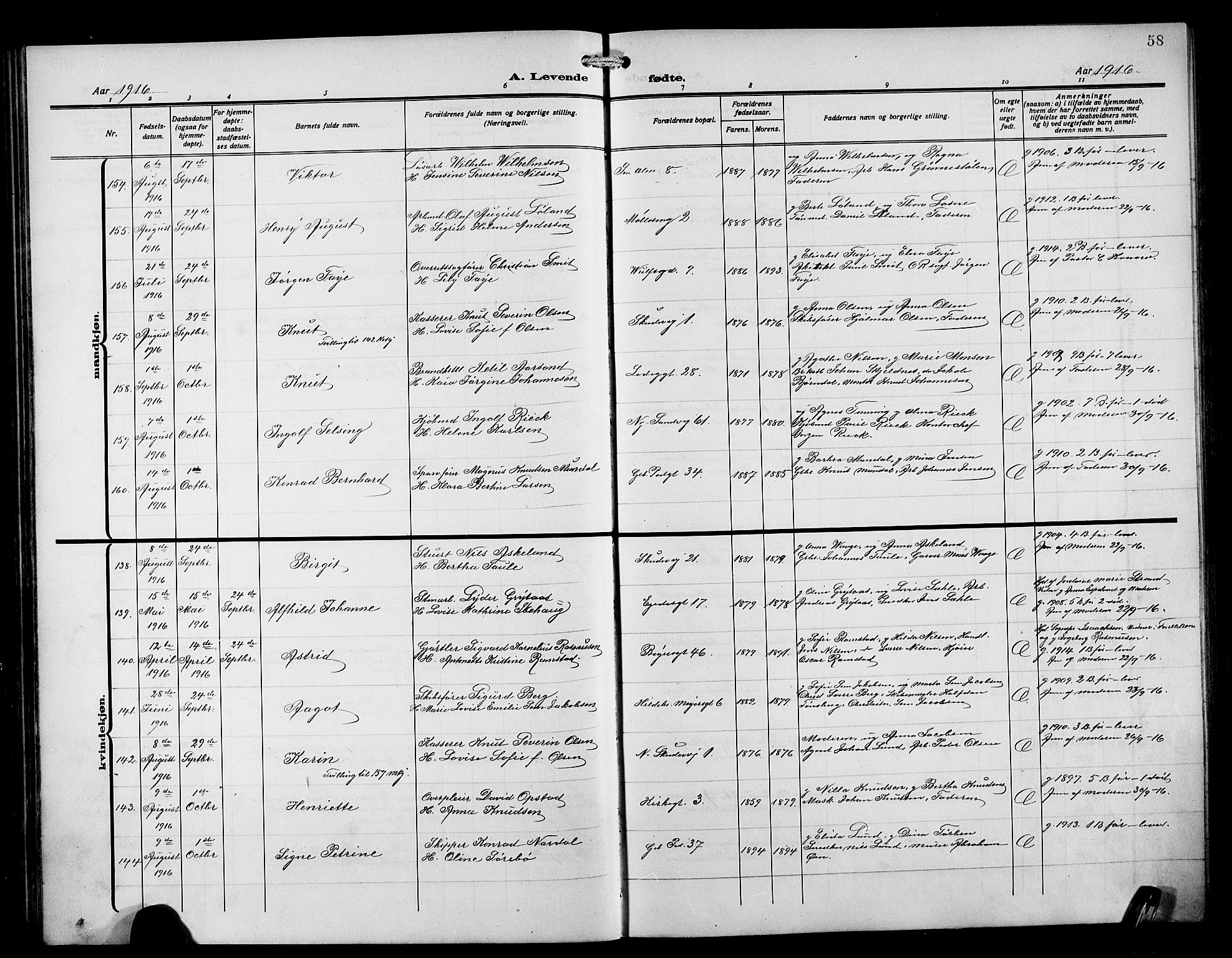 Sandviken Sokneprestembete, SAB/A-77601/H/Hb/L0005: Parish register (copy) no. B 2, 1914-1925, p. 58