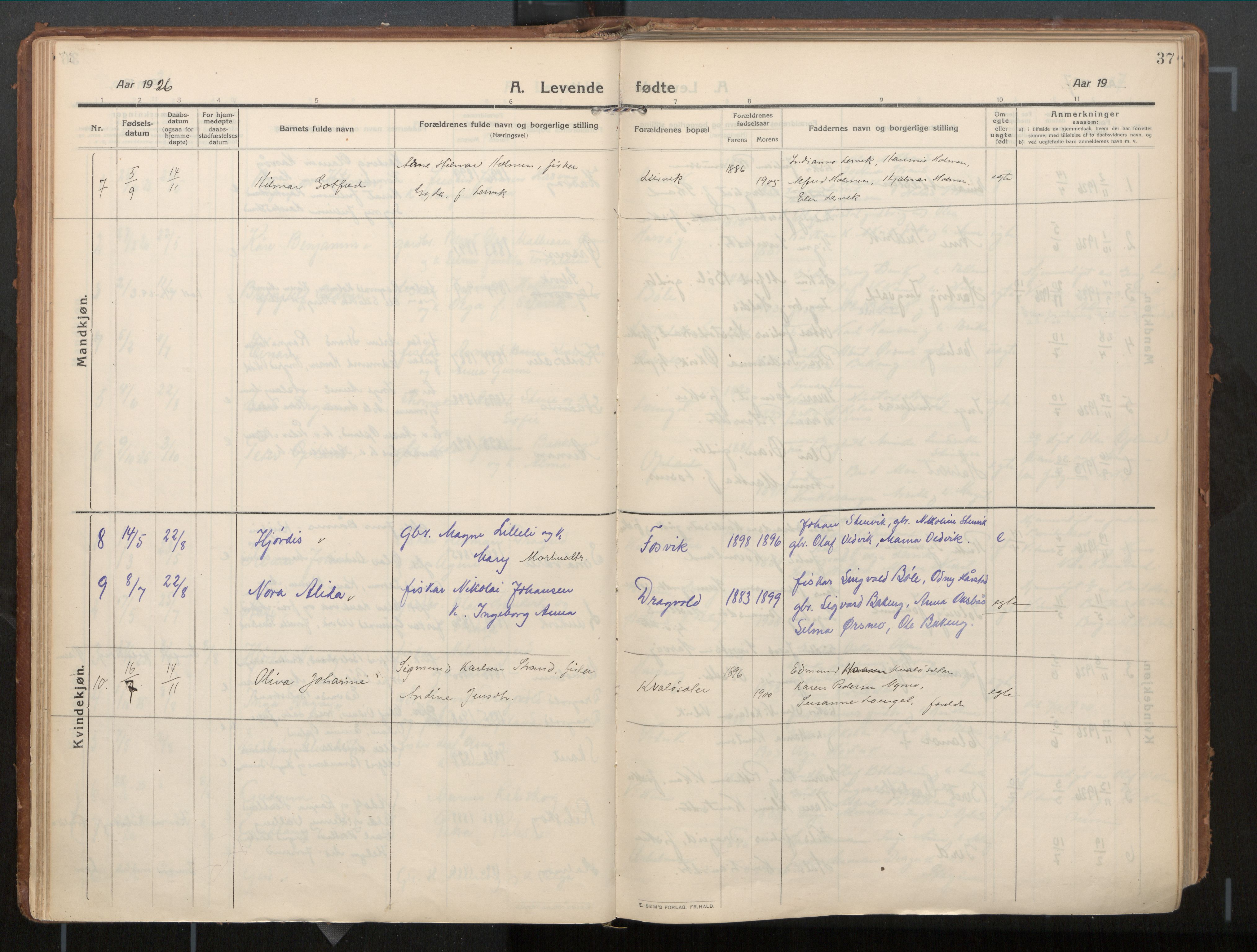 Ministerialprotokoller, klokkerbøker og fødselsregistre - Nord-Trøndelag, AV/SAT-A-1458/771/L0598: Parish register (official) no. 771A05, 1911-1937, p. 37