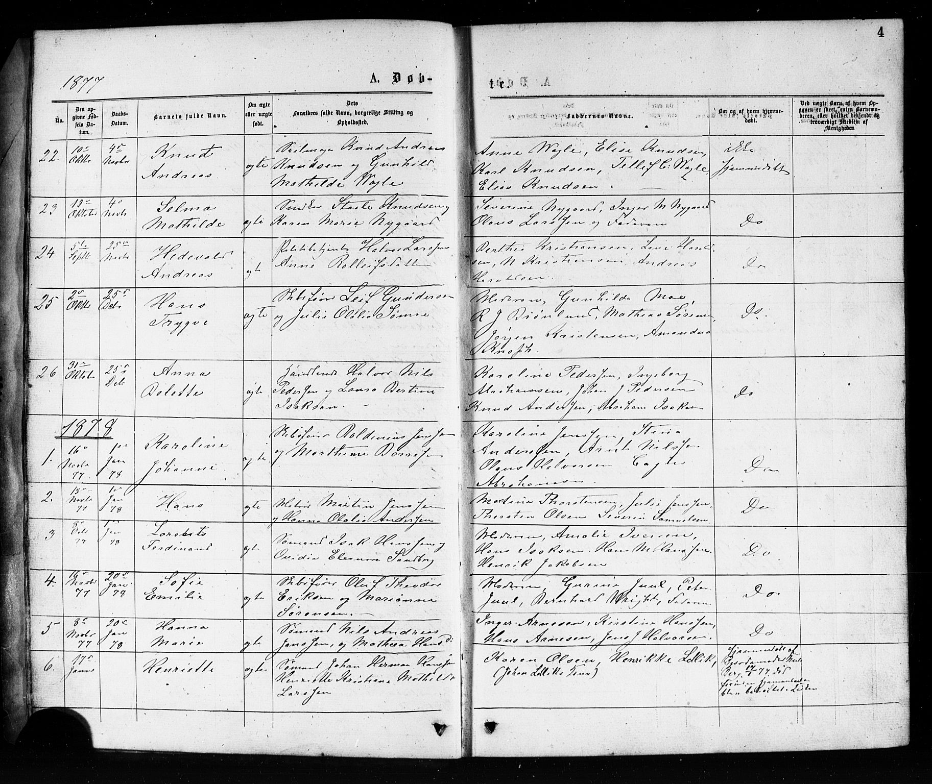 Porsgrunn kirkebøker , SAKO/A-104/G/Ga/L0003: Parish register (copy) no. I 3, 1877-1915, p. 4