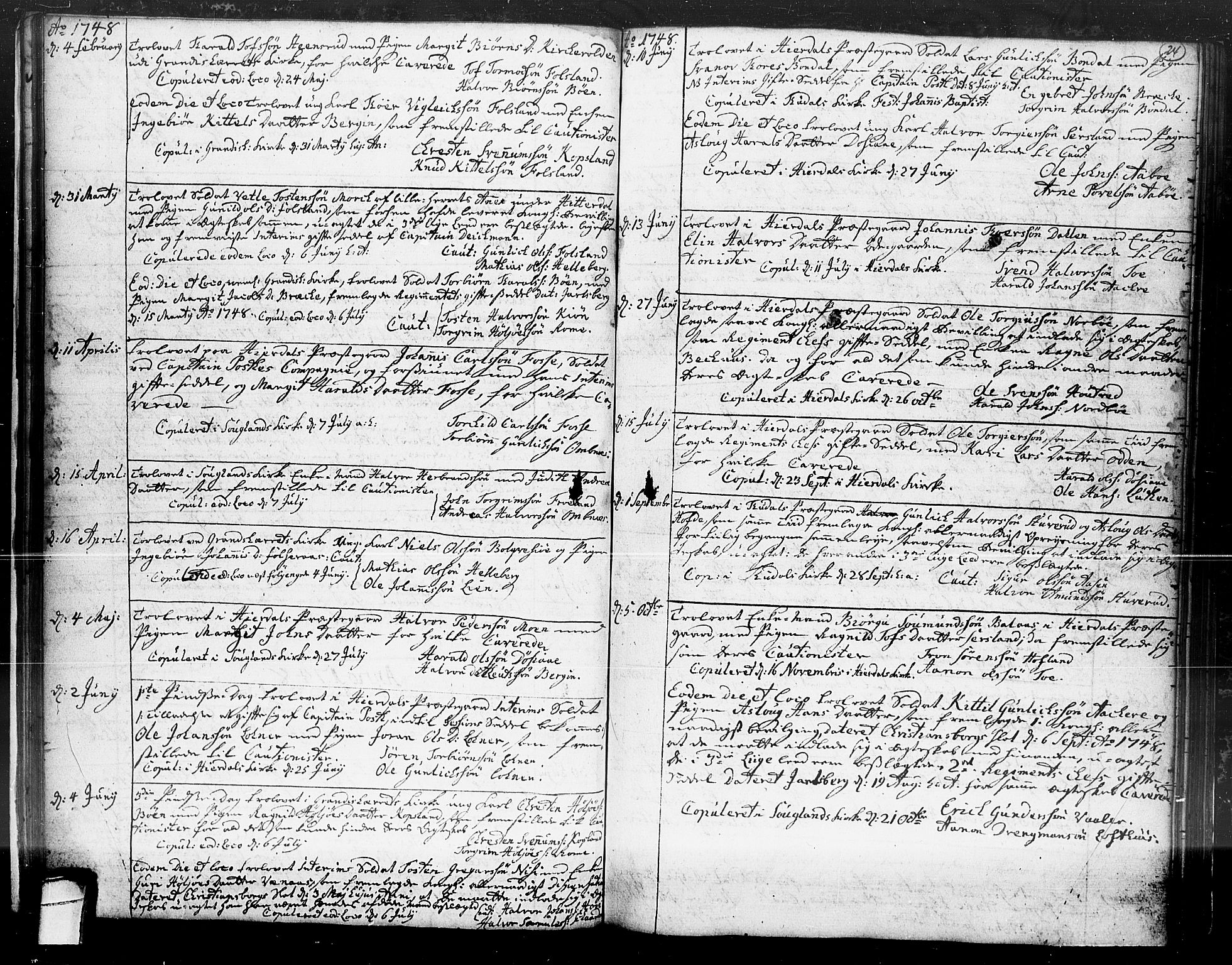Hjartdal kirkebøker, SAKO/A-270/F/Fa/L0004: Parish register (official) no. I 4, 1727-1795, p. 24