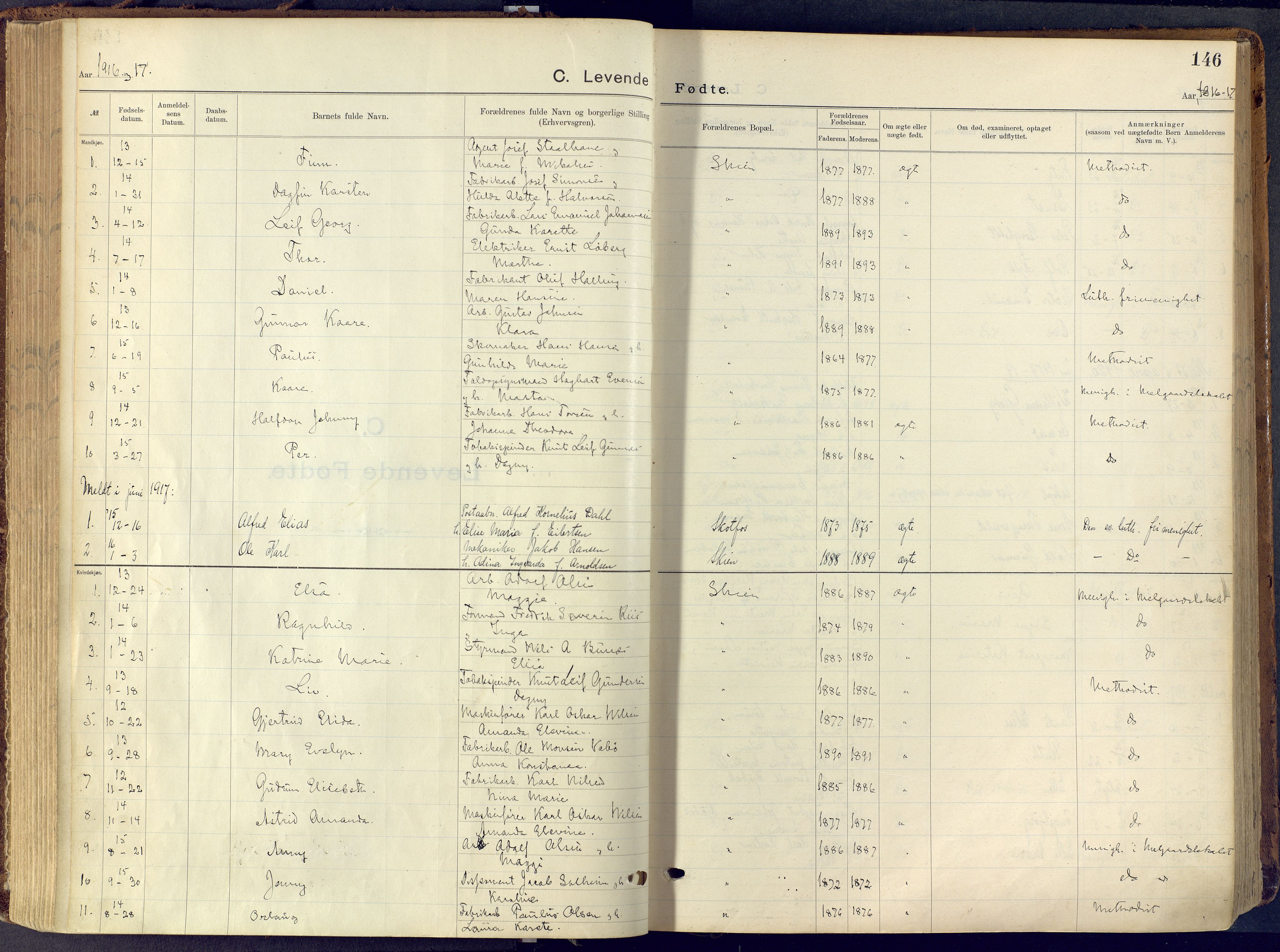 Skien kirkebøker, SAKO/A-302/F/Fa/L0013: Parish register (official) no. 13, 1915-1921, p. 146