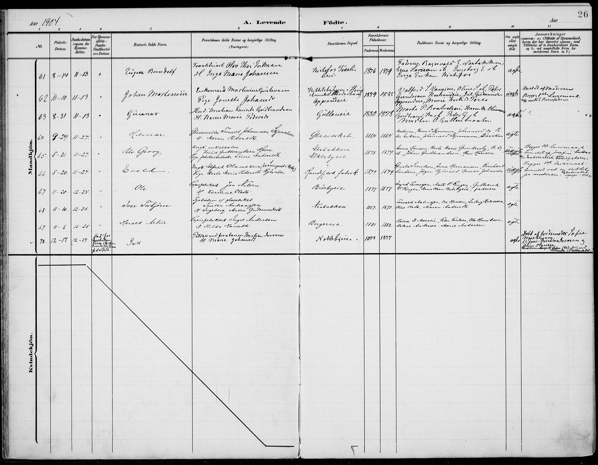 Jevnaker prestekontor, SAH/PREST-116/H/Ha/Haa/L0011: Parish register (official) no. 11, 1902-1913, p. 26