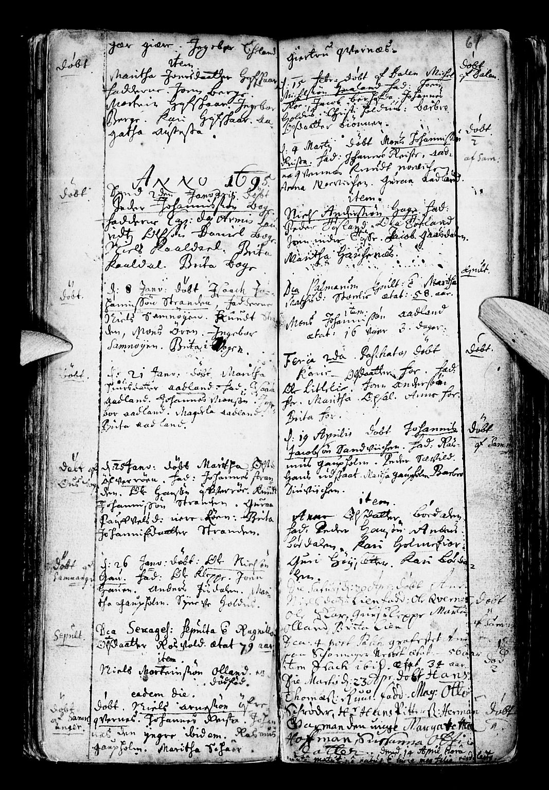 Os sokneprestembete, SAB/A-99929: Parish register (official) no. A 6, 1669-1719, p. 61