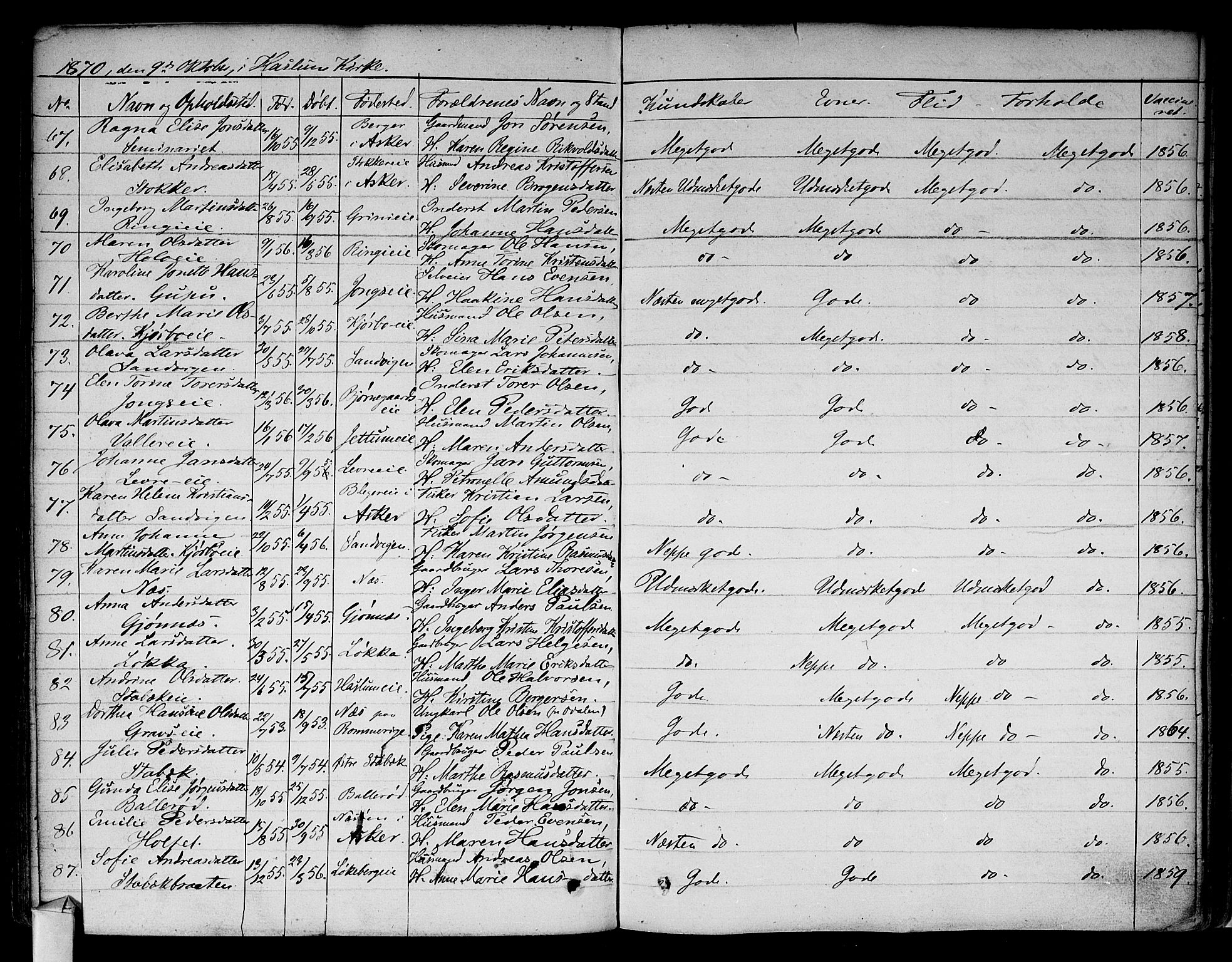 Asker prestekontor Kirkebøker, SAO/A-10256a/F/Fa/L0009: Parish register (official) no. I 9, 1825-1878, p. 274