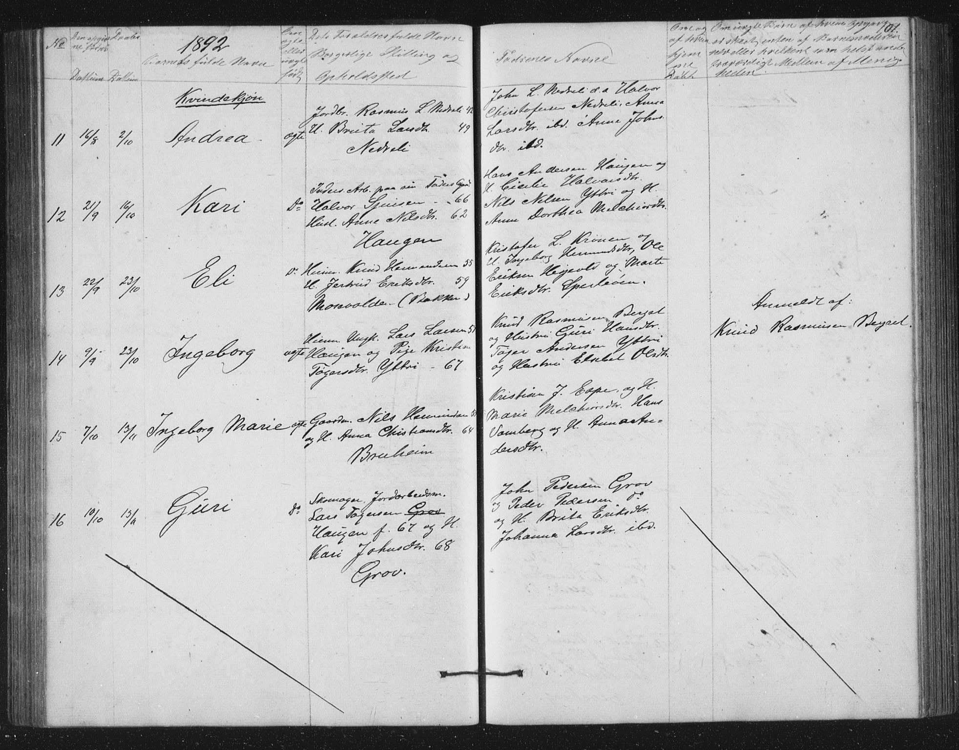Jostedal sokneprestembete, SAB/A-80601/H/Hab/Haba/L0001: Parish register (copy) no. A 1, 1861-1906, p. 101