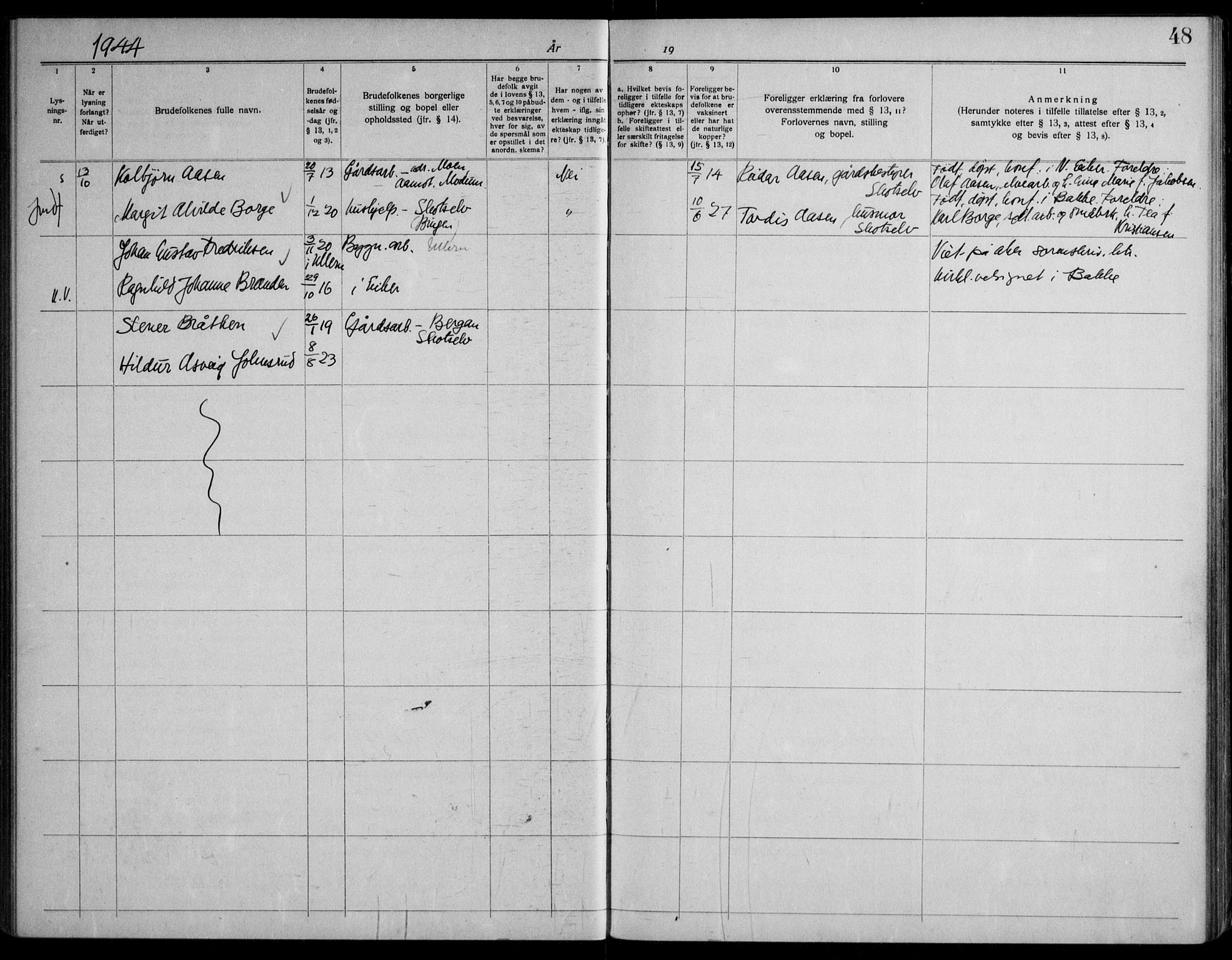 Eiker kirkebøker, AV/SAKO-A-4/H/Ha/L0003: Banns register no. 3, 1919-1961, p. 48