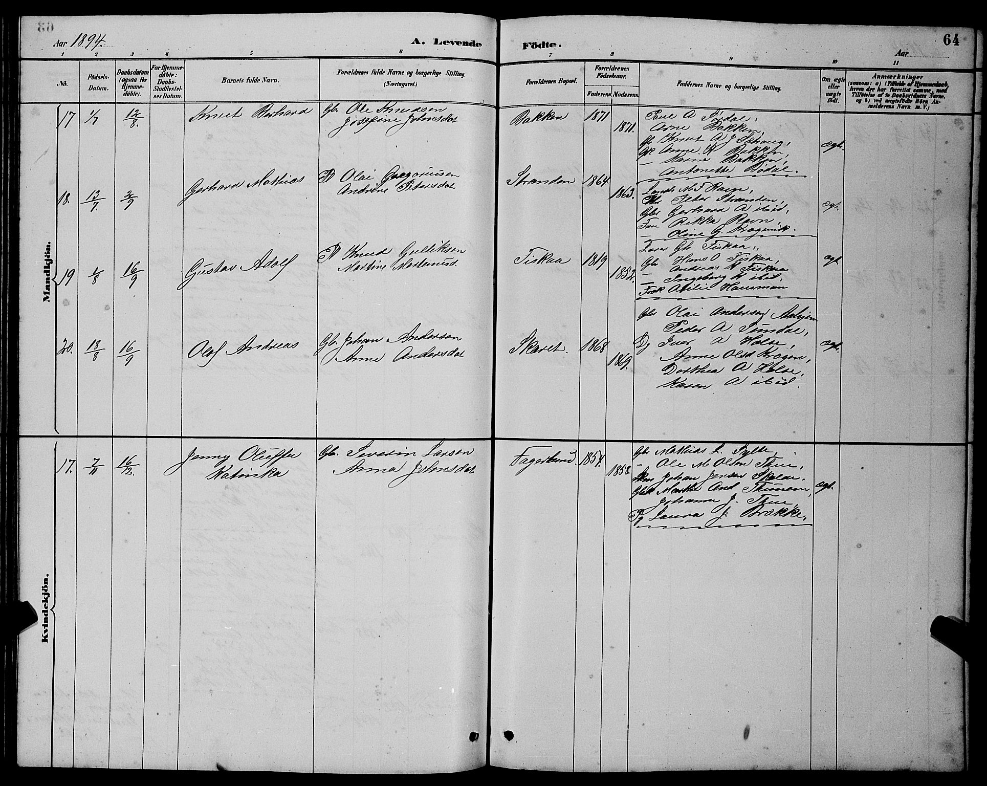 Ministerialprotokoller, klokkerbøker og fødselsregistre - Møre og Romsdal, AV/SAT-A-1454/501/L0017: Parish register (copy) no. 501C03, 1885-1901, p. 64