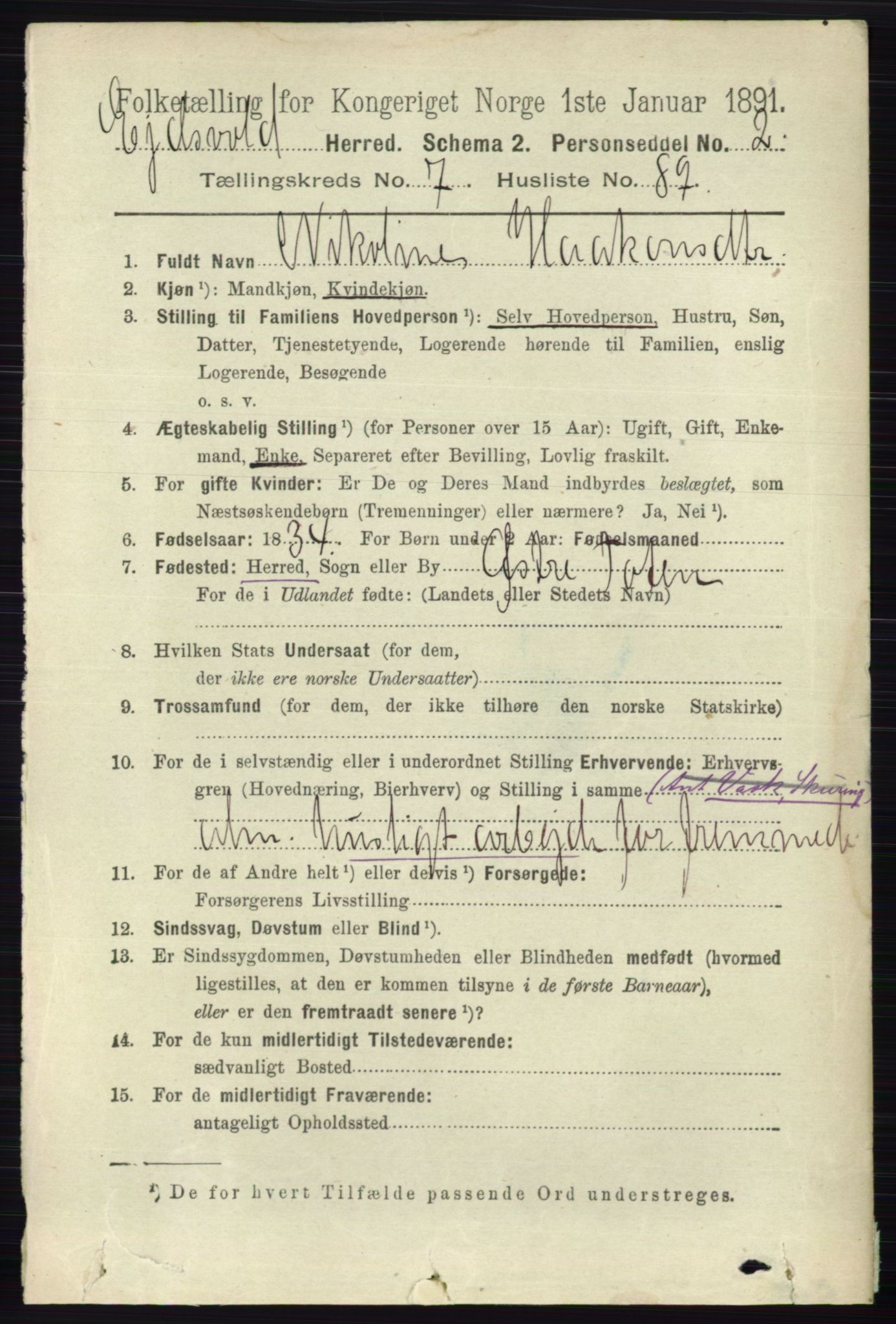 RA, 1891 census for 0237 Eidsvoll, 1891, p. 5101