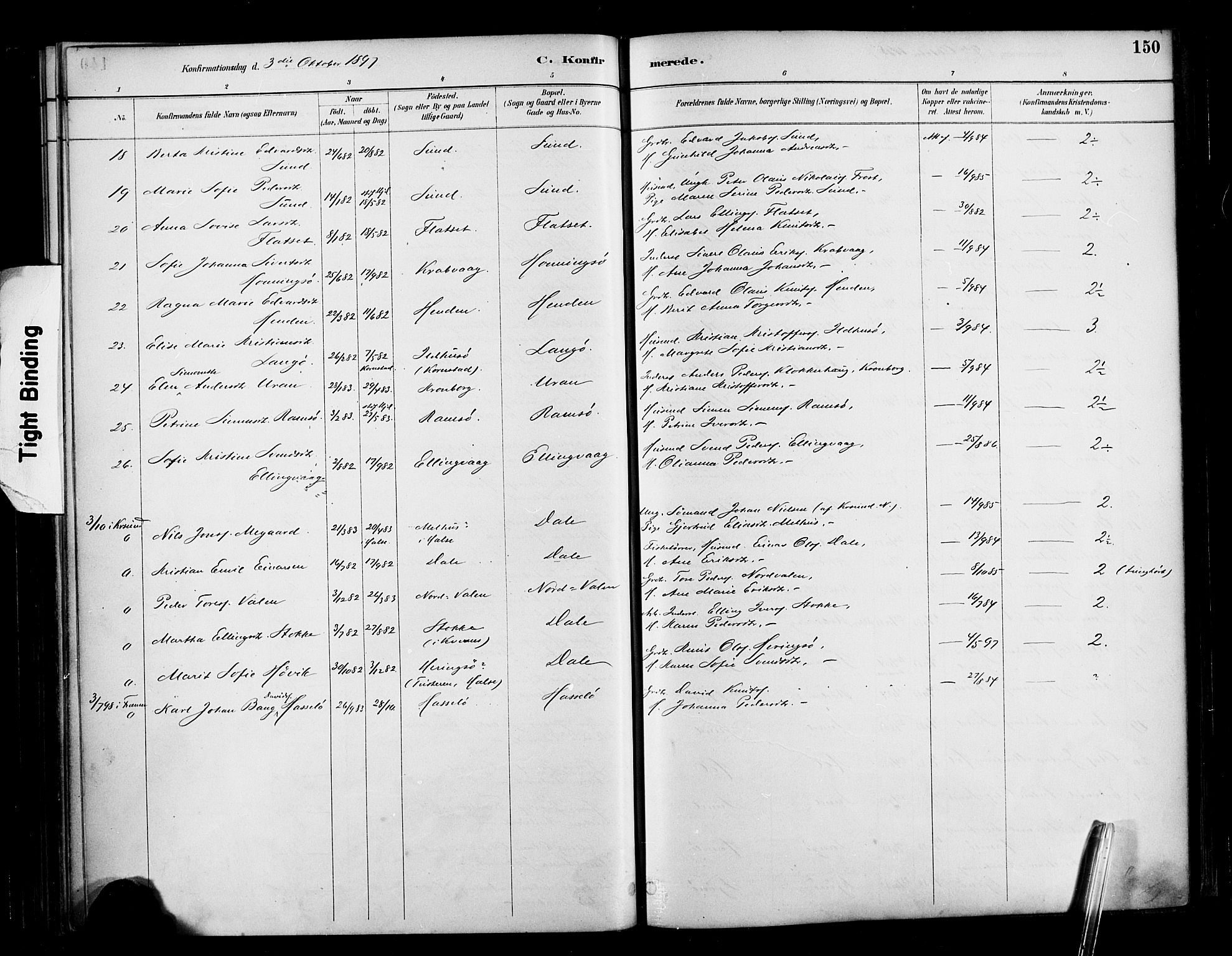 Ministerialprotokoller, klokkerbøker og fødselsregistre - Møre og Romsdal, AV/SAT-A-1454/569/L0819: Parish register (official) no. 569A05, 1885-1899, p. 150