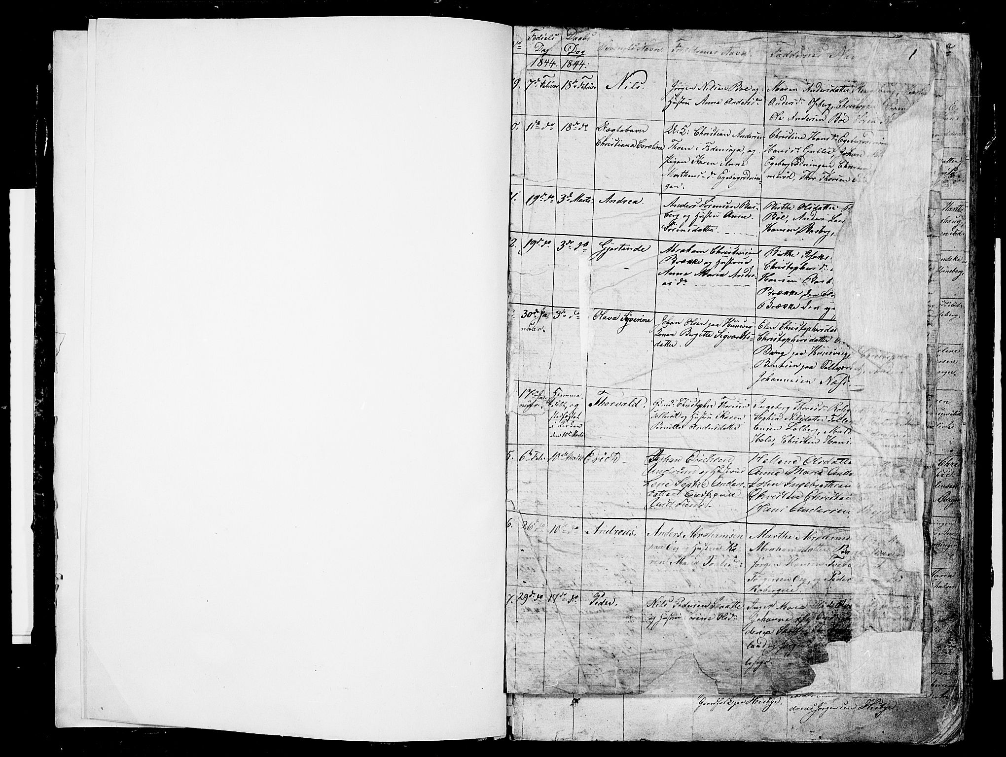 Sem kirkebøker, SAKO/A-5/G/Ga/L0003: Parish register (copy) no. I 3, 1844-1855, p. 1