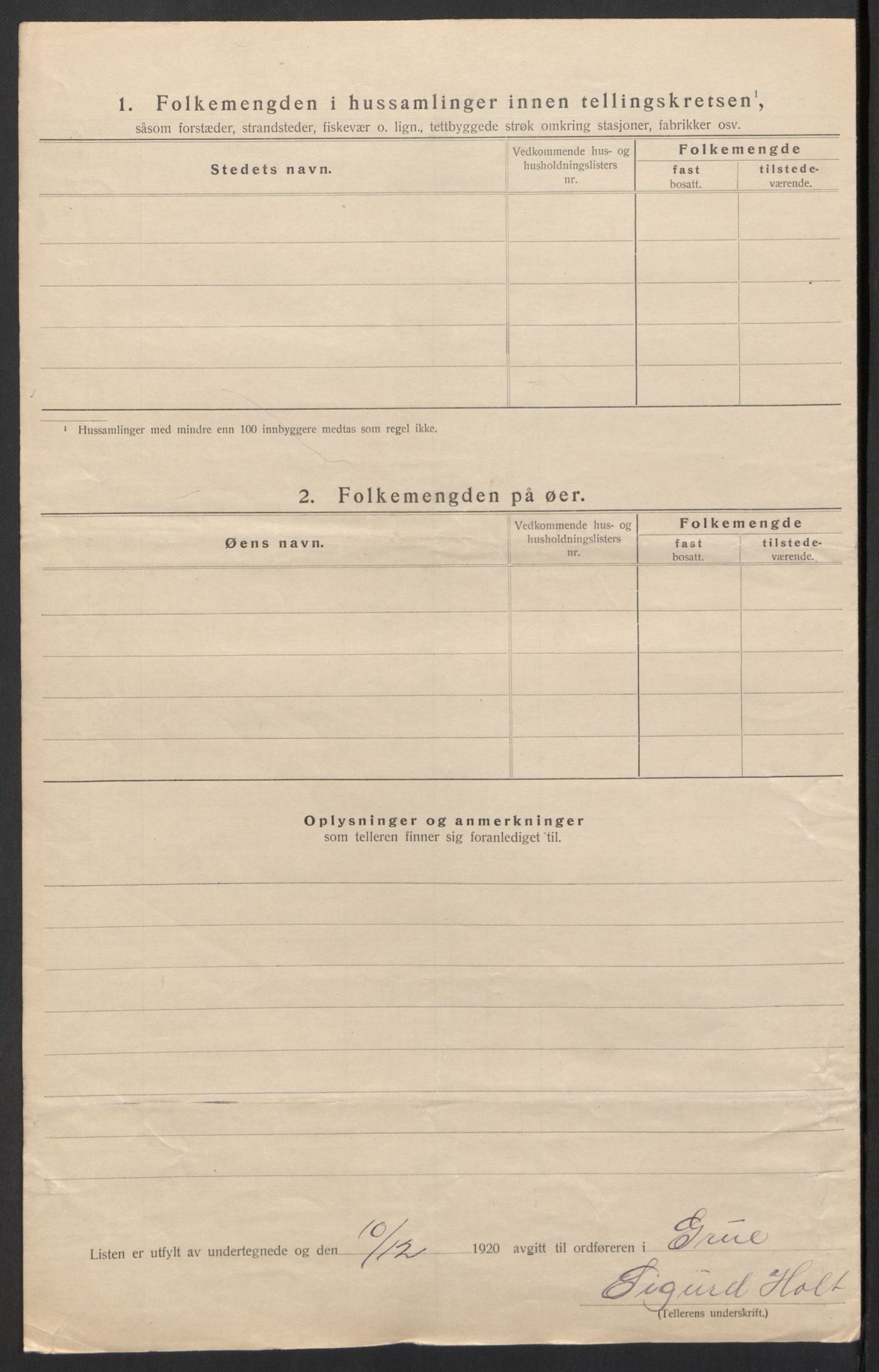 SAH, 1920 census for Grue, 1920, p. 69