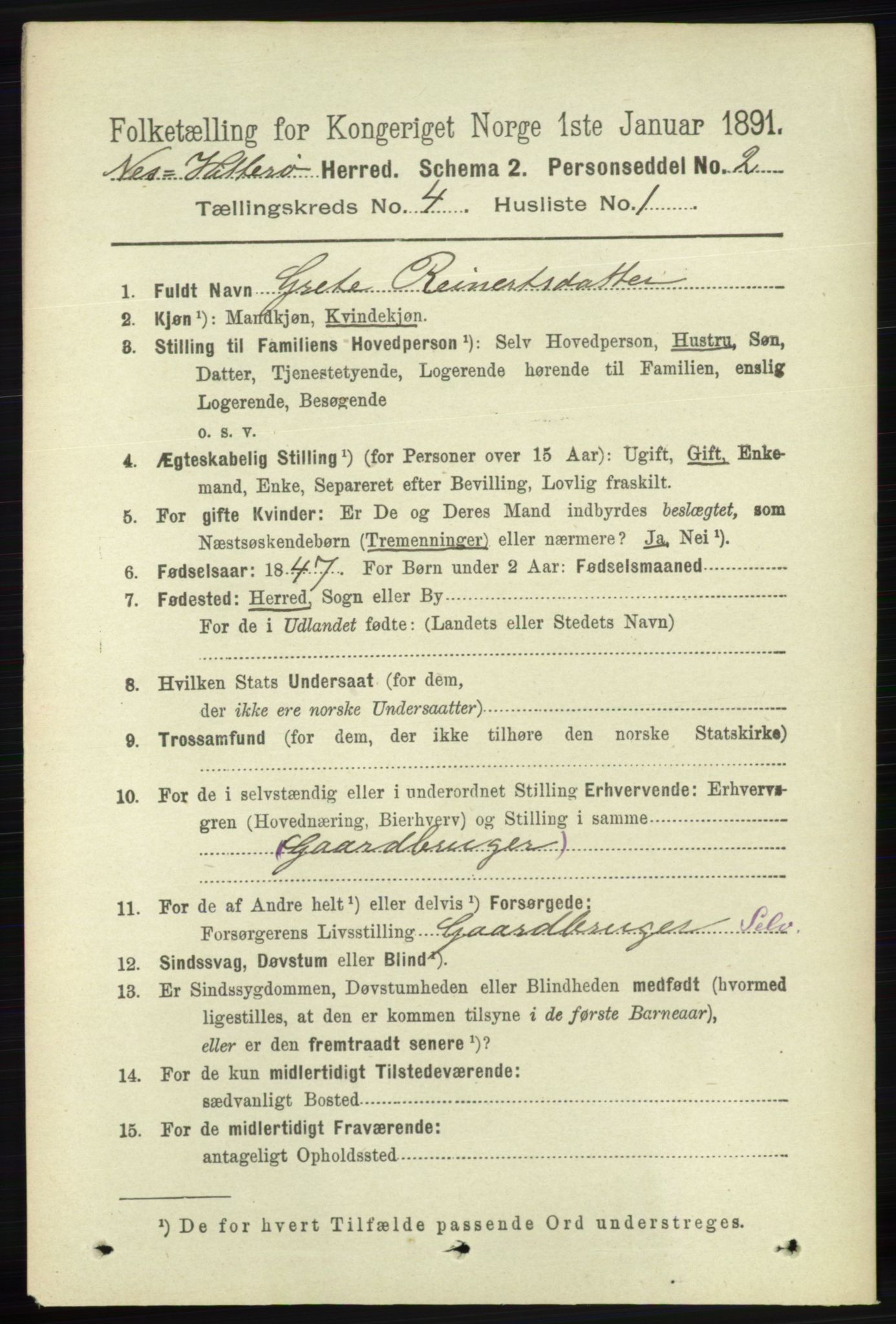 RA, 1891 census for 1043 Hidra og Nes, 1891, p. 1434