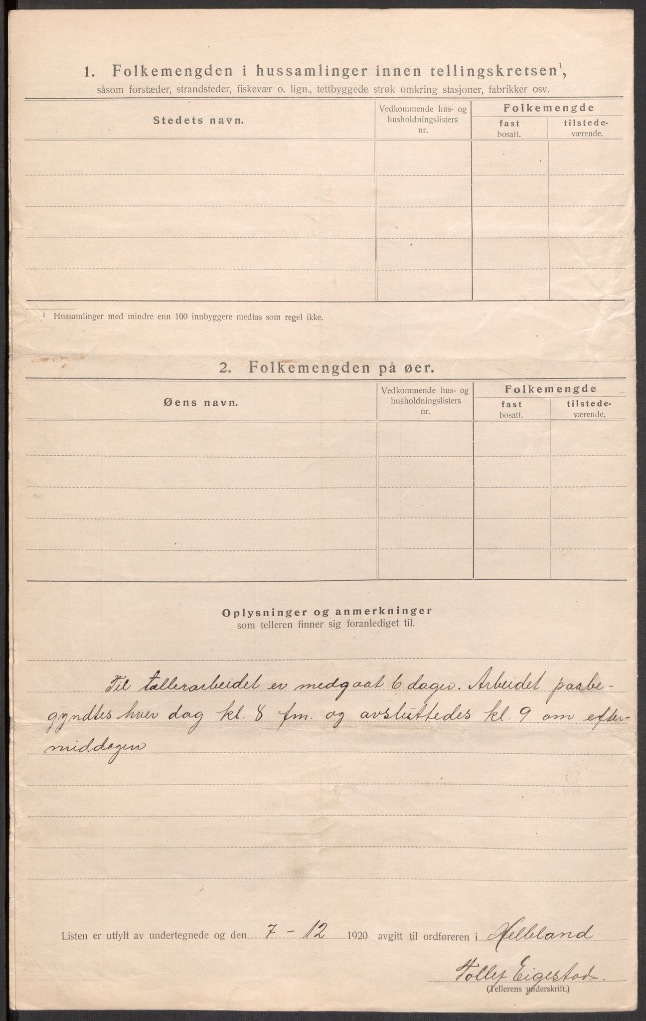 SAST, 1920 census for Helleland, 1920, p. 24