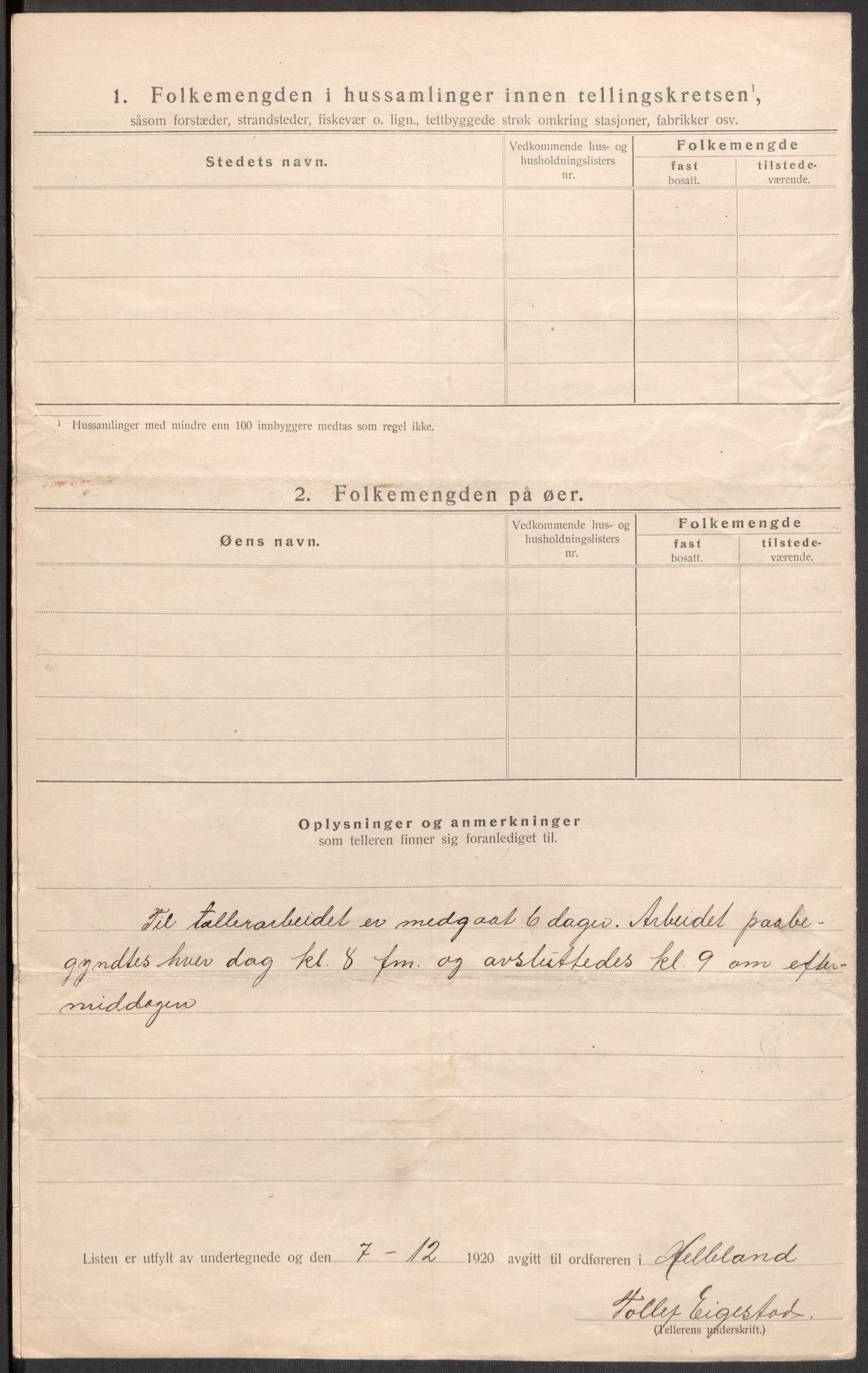 SAST, 1920 census for Helleland, 1920, p. 24