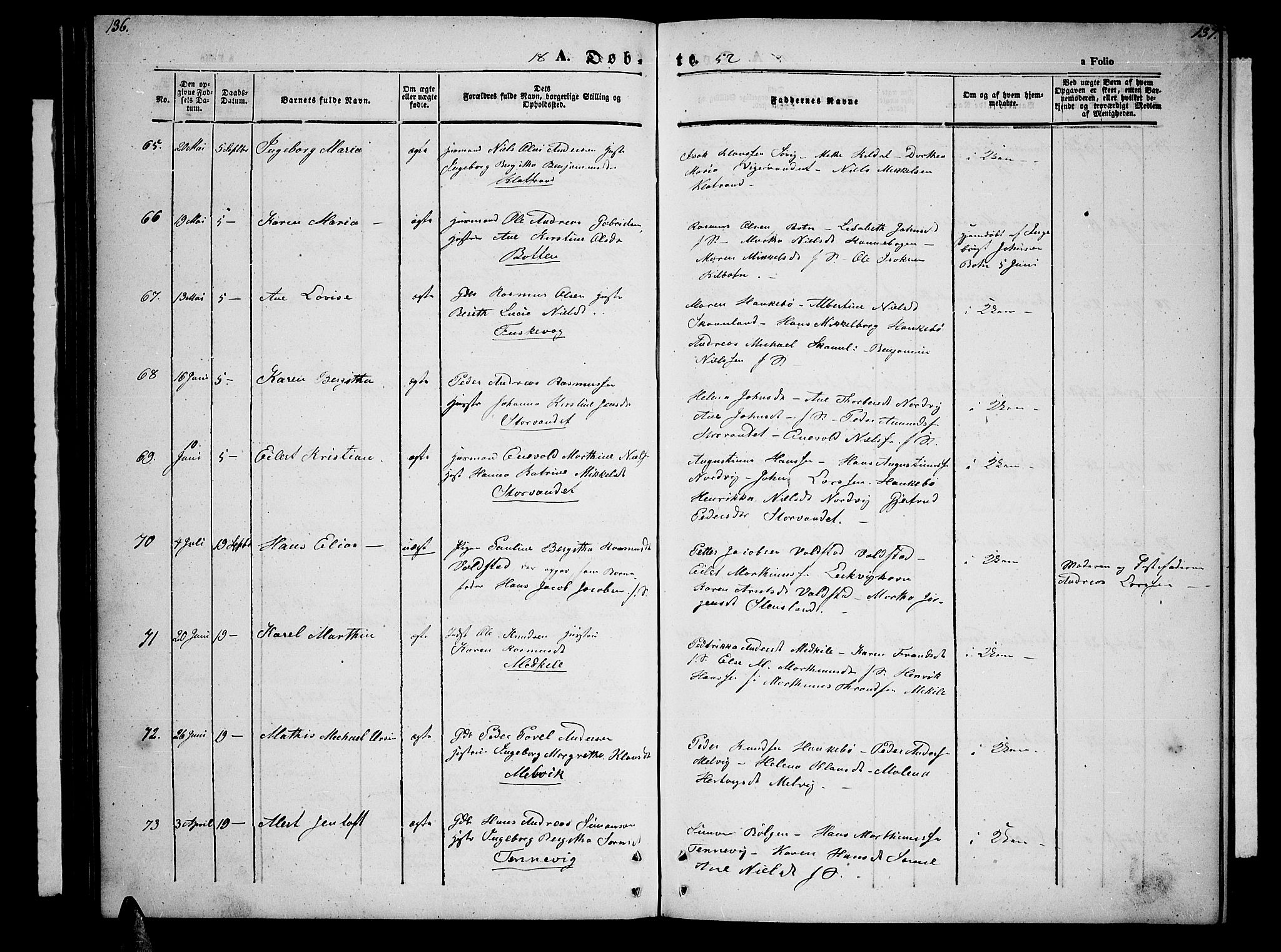 Trondenes sokneprestkontor, AV/SATØ-S-1319/H/Hb/L0006klokker: Parish register (copy) no. 6, 1845-1855, p. 136-137