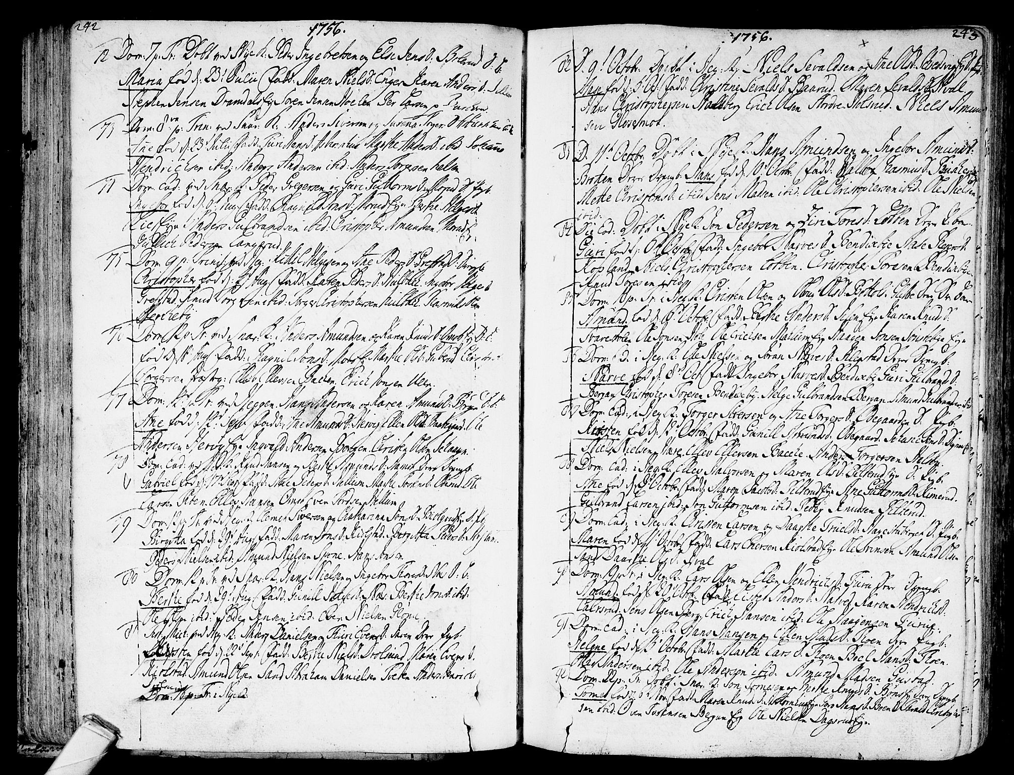 Modum kirkebøker, AV/SAKO-A-234/F/Fa/L0002: Parish register (official) no. 2, 1741-1782, p. 242-243