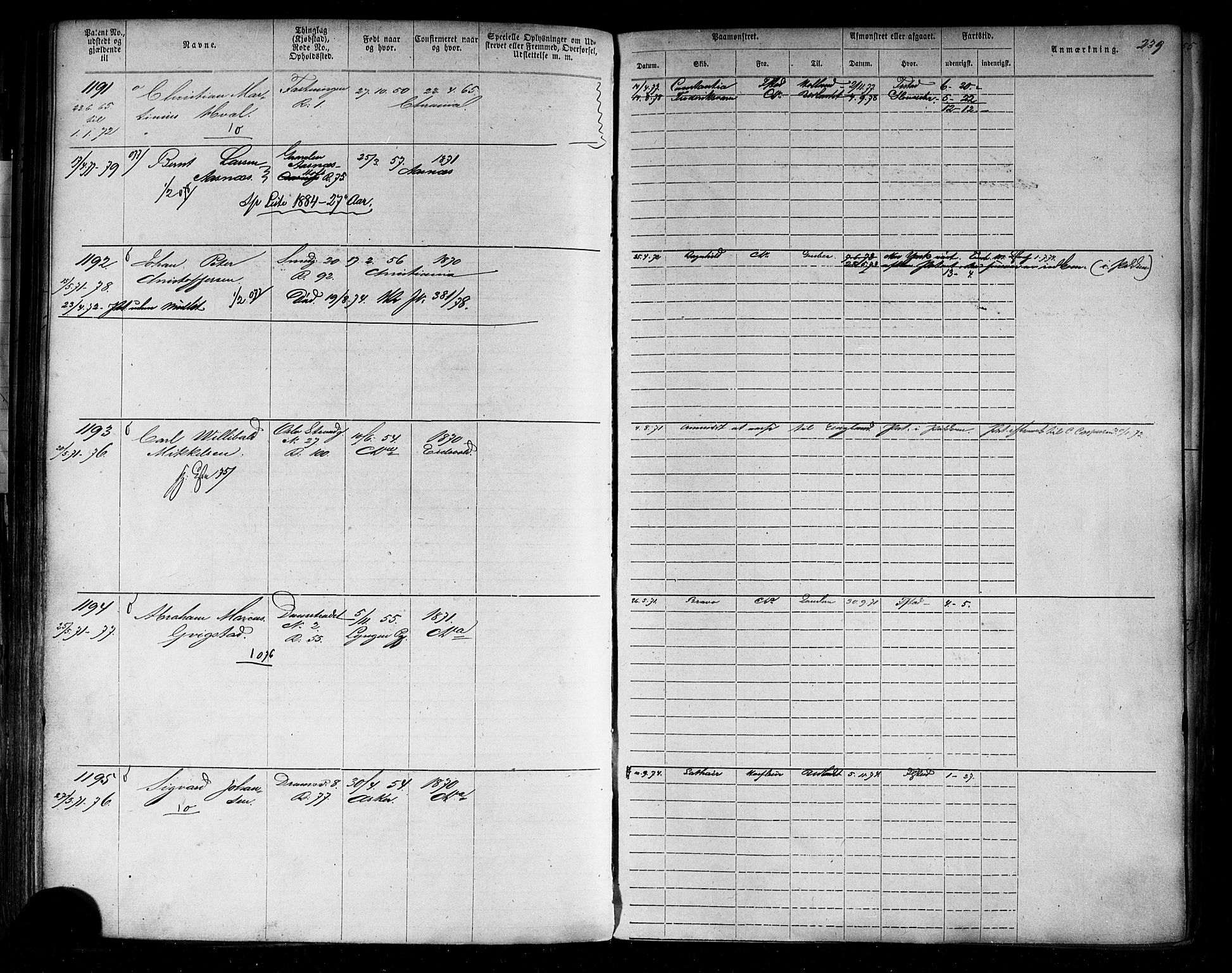 Oslo mønstringskontor, AV/SAO-A-10569g/F/Fc/Fca/L0001: Annotasjonsrulle, 1866-1881, p. 264