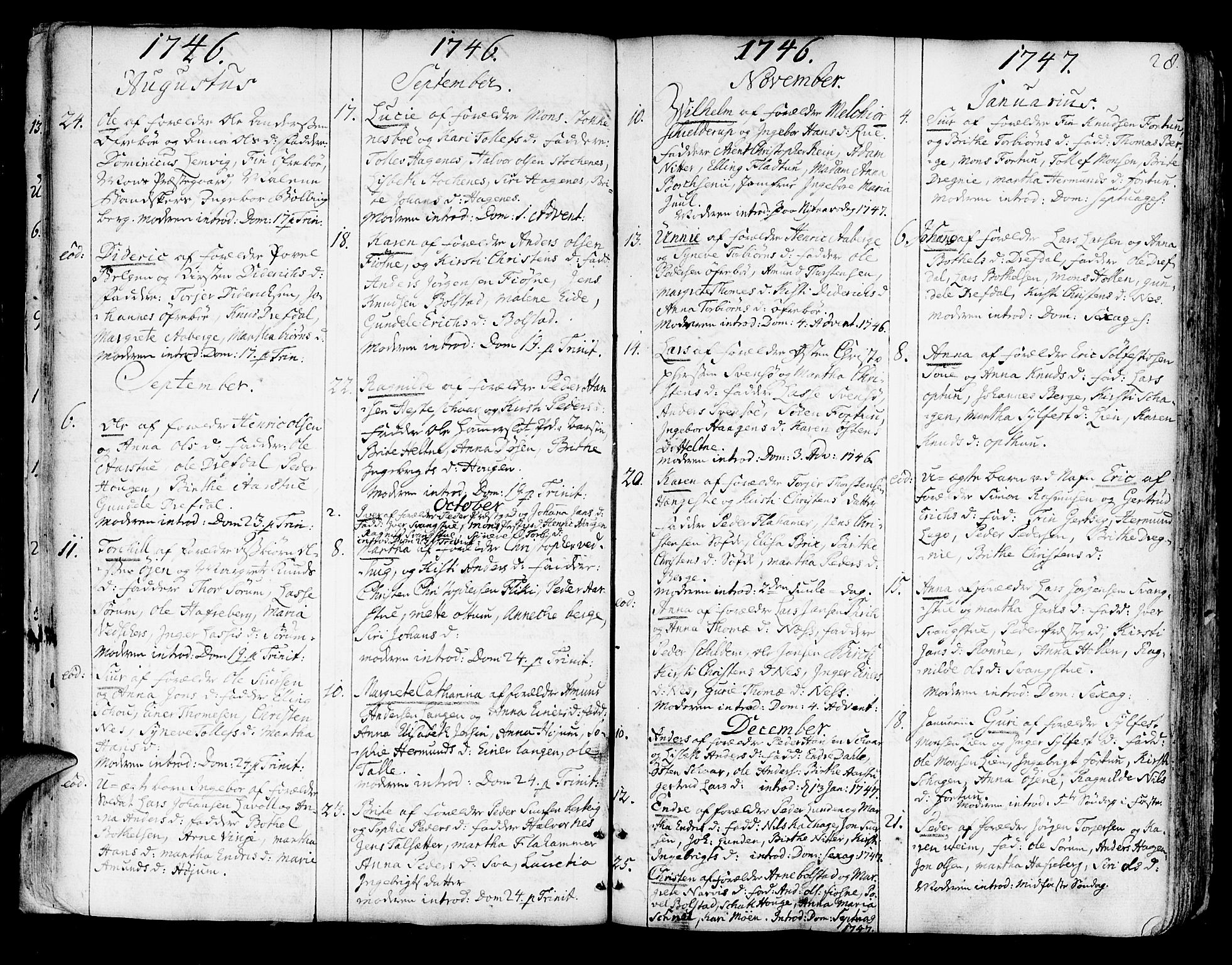 Luster sokneprestembete, SAB/A-81101/H/Haa/Haaa/L0001: Parish register (official) no. A 1, 1731-1803, p. 28