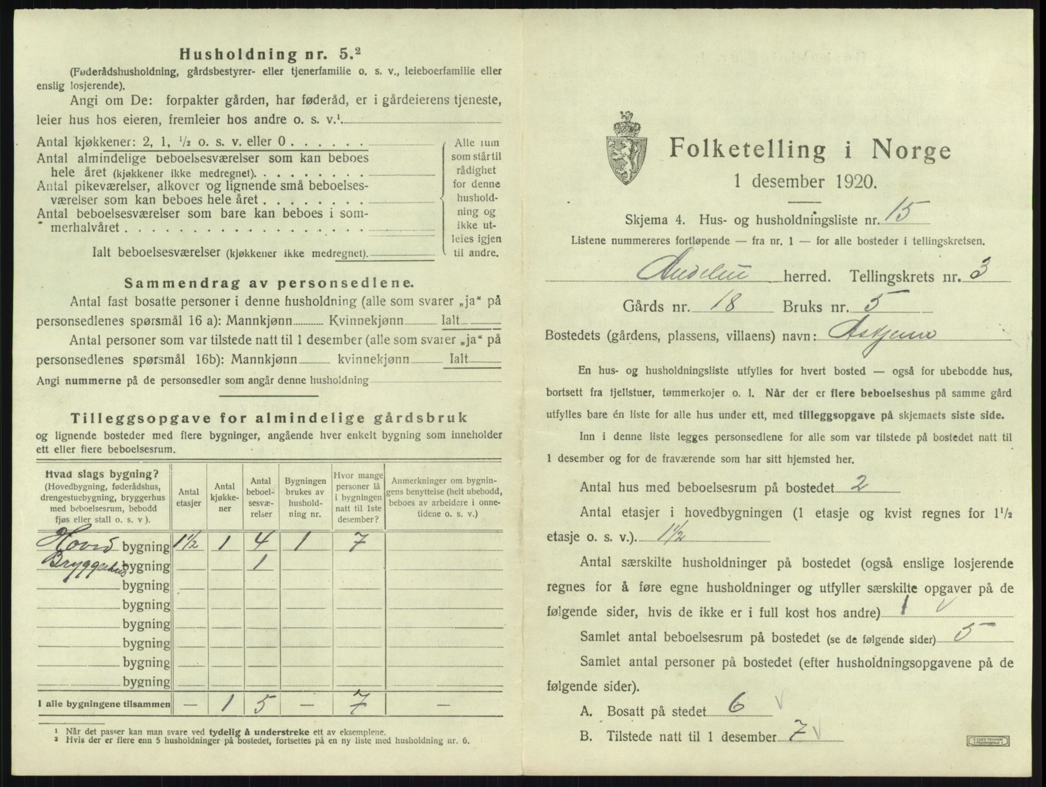 SAKO, 1920 census for Andebu, 1920, p. 209
