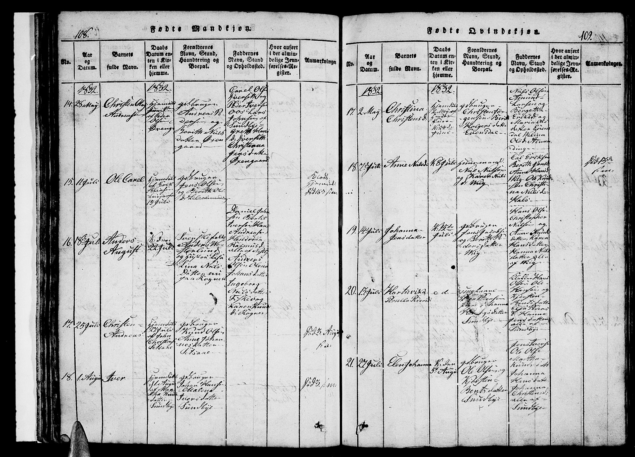 Ministerialprotokoller, klokkerbøker og fødselsregistre - Nordland, AV/SAT-A-1459/847/L0676: Parish register (copy) no. 847C04, 1821-1853, p. 108-109