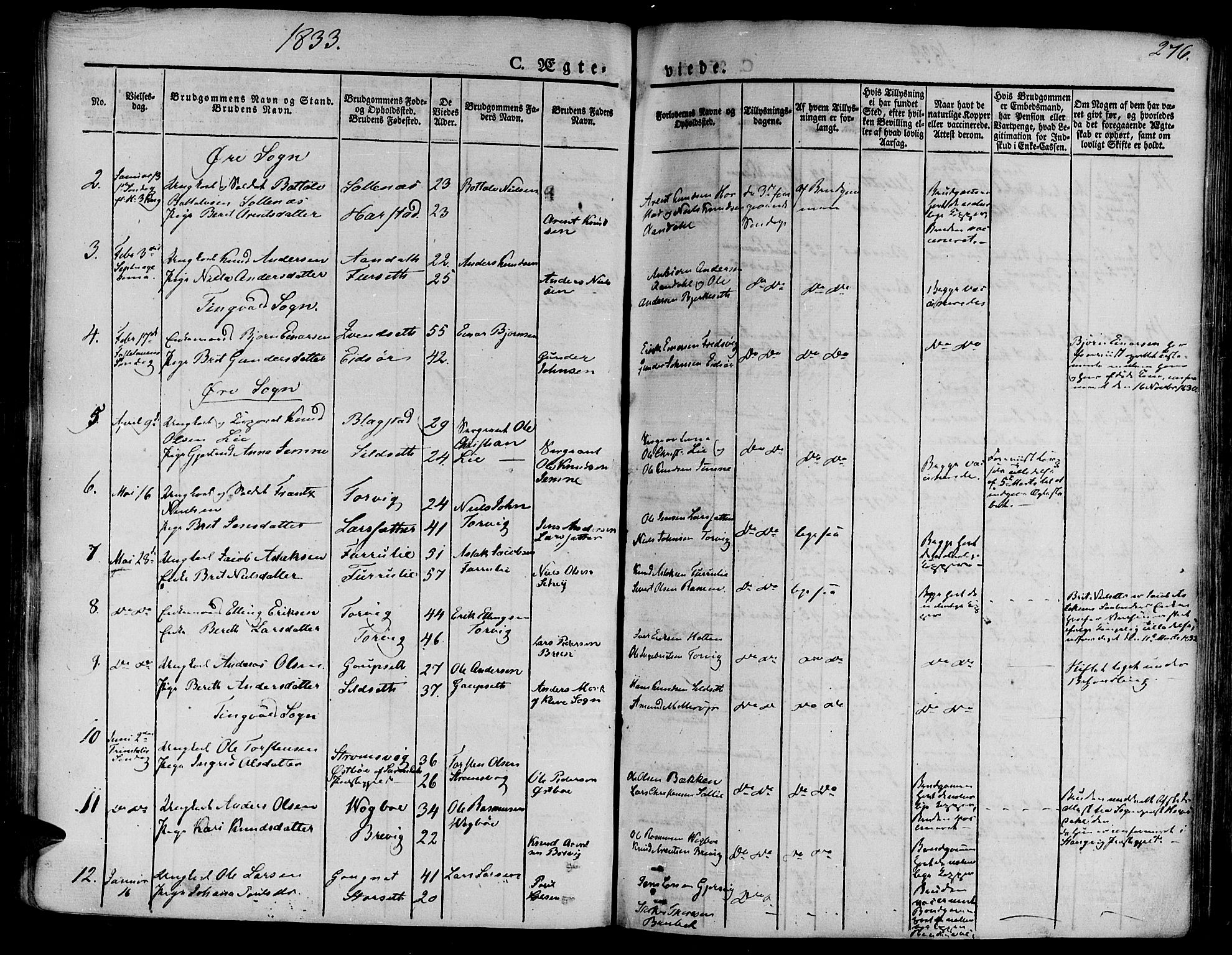 Ministerialprotokoller, klokkerbøker og fødselsregistre - Møre og Romsdal, SAT/A-1454/586/L0983: Parish register (official) no. 586A09, 1829-1843, p. 276
