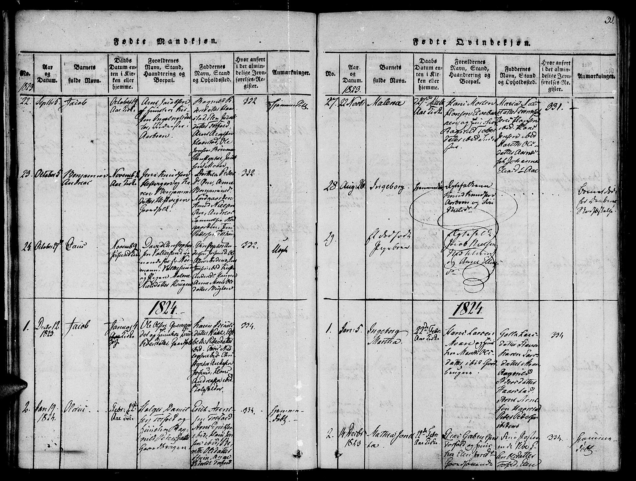Ministerialprotokoller, klokkerbøker og fødselsregistre - Sør-Trøndelag, SAT/A-1456/655/L0675: Parish register (official) no. 655A04, 1818-1830, p. 31