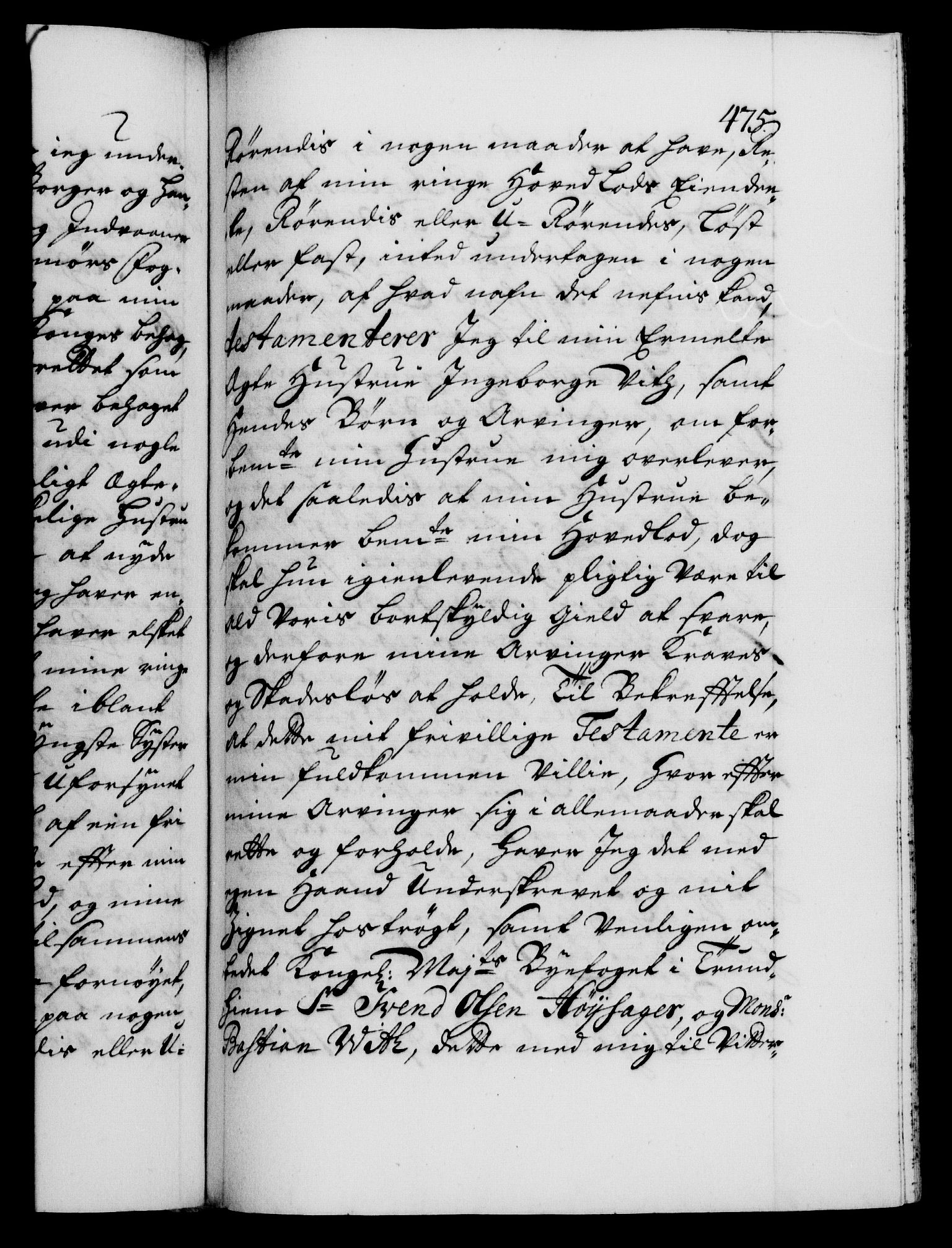 Danske Kanselli 1572-1799, AV/RA-EA-3023/F/Fc/Fca/Fcaa/L0019: Norske registre, 1704-1707, p. 475a