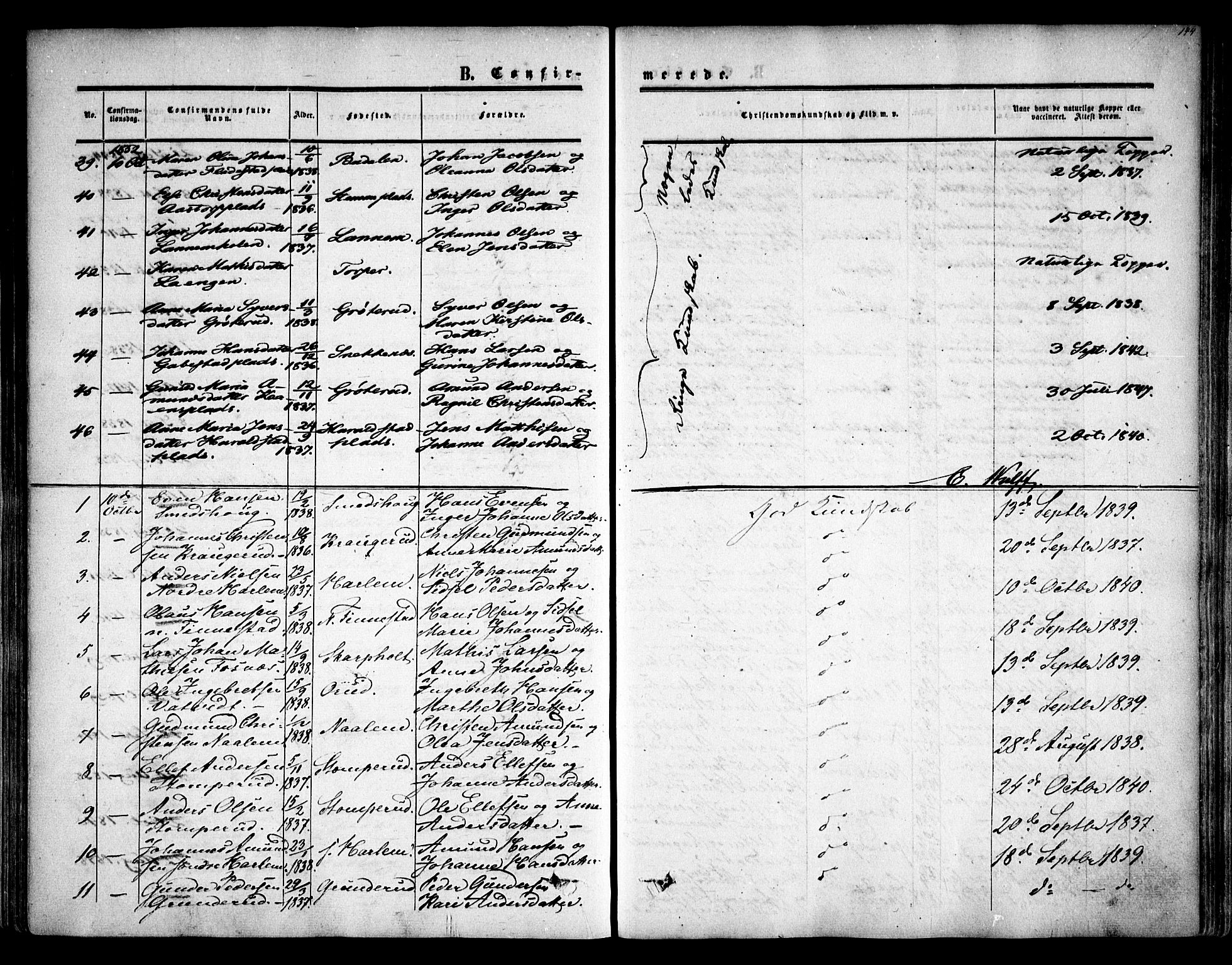 Rakkestad prestekontor Kirkebøker, AV/SAO-A-2008/F/Fa/L0009: Parish register (official) no. I 9, 1850-1856, p. 144