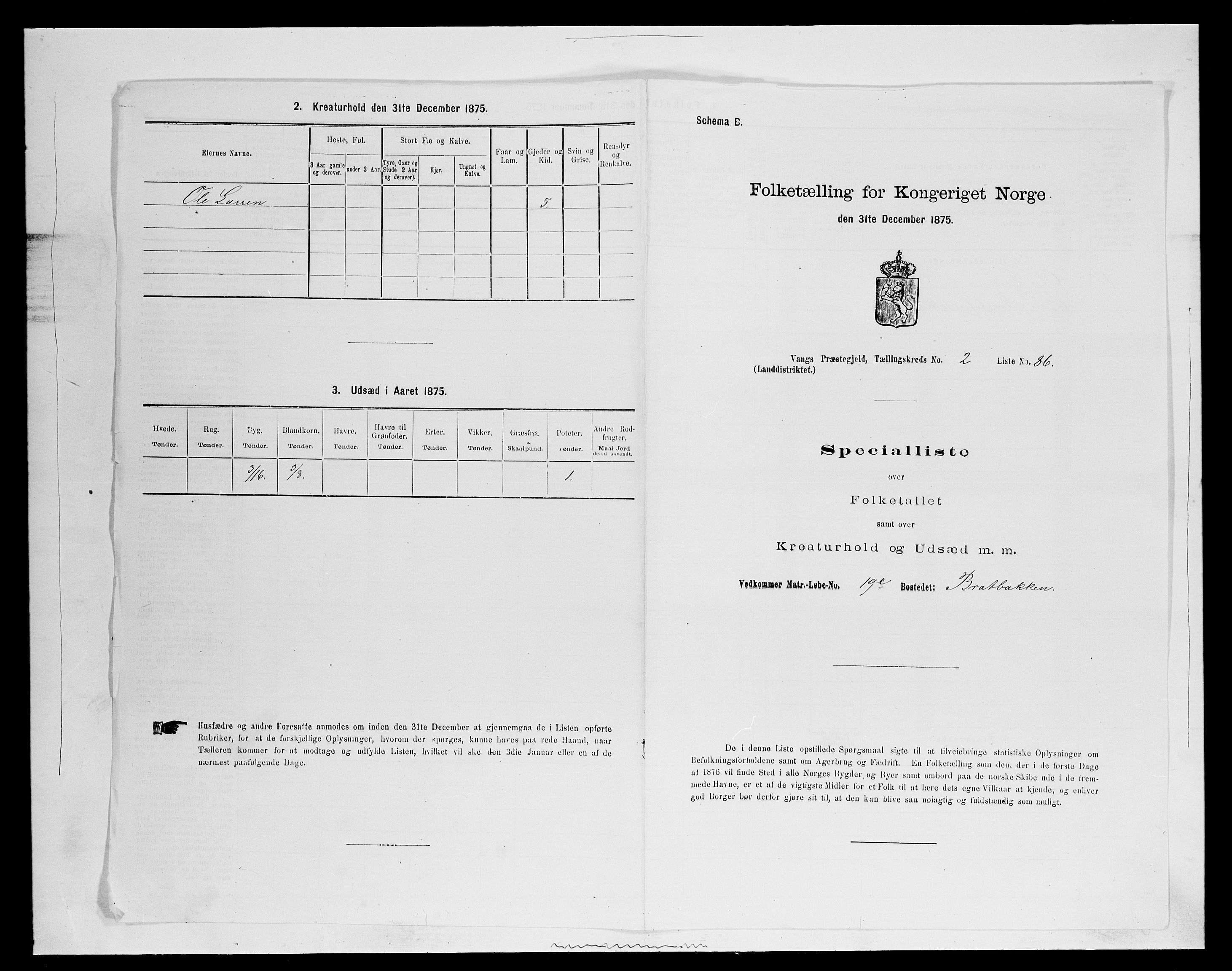 SAH, 1875 census for 0414L Vang/Vang og Furnes, 1875, p. 630