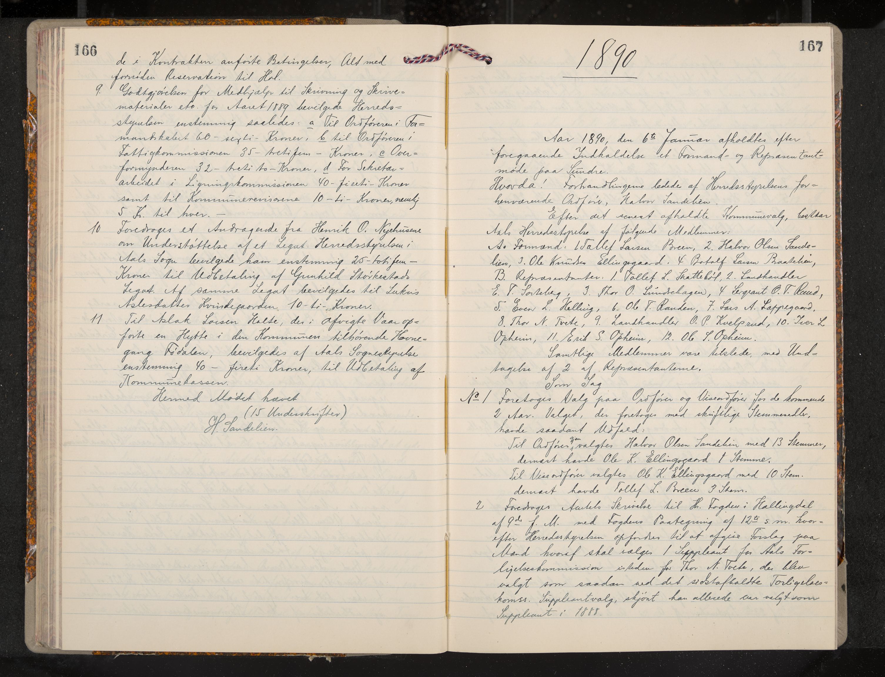 Ål formannskap og sentraladministrasjon, IKAK/0619021/A/Aa/L0004: Utskrift av møtebok, 1881-1901, p. 166-167