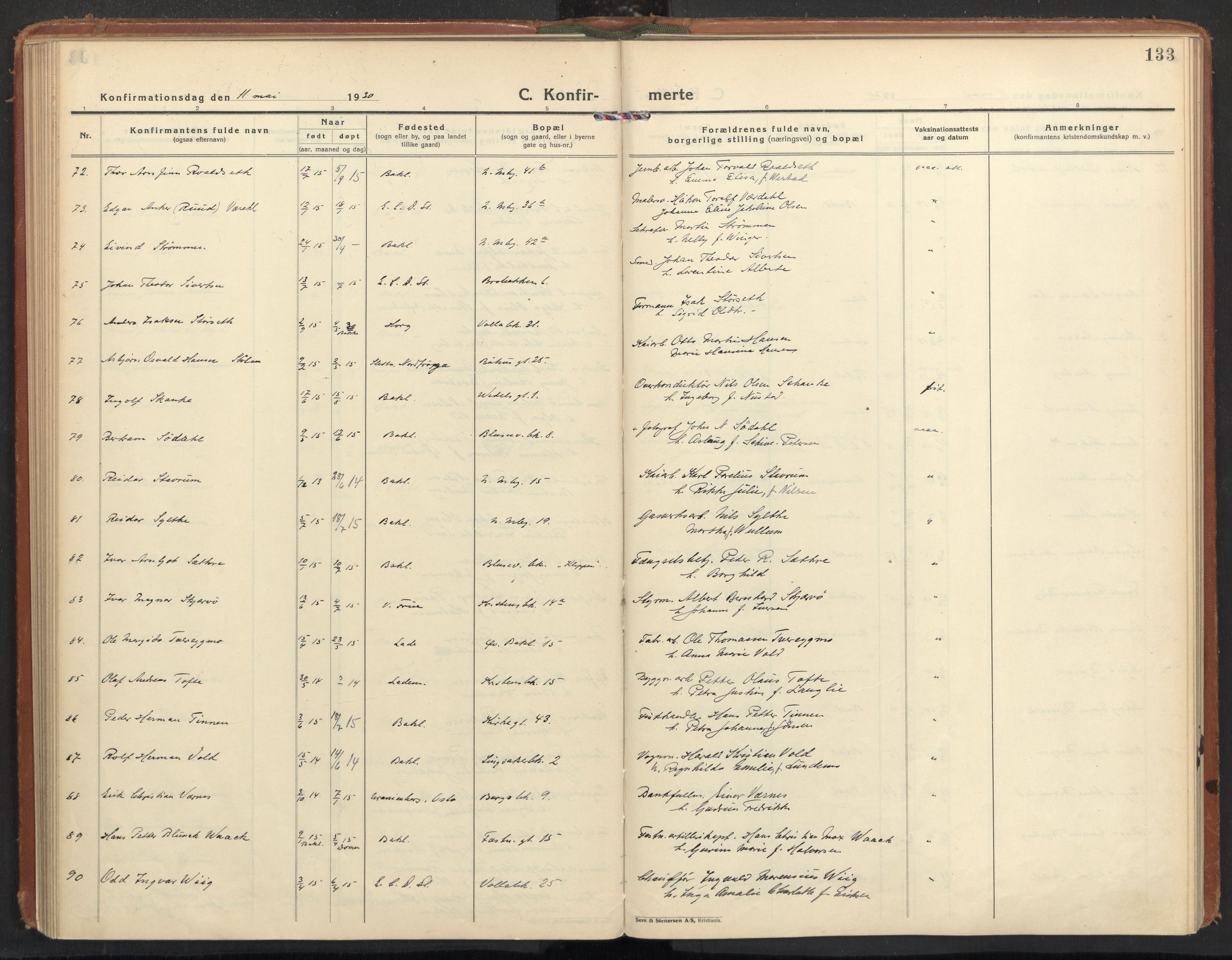 Ministerialprotokoller, klokkerbøker og fødselsregistre - Sør-Trøndelag, AV/SAT-A-1456/604/L0208: Parish register (official) no. 604A28, 1923-1937, p. 133