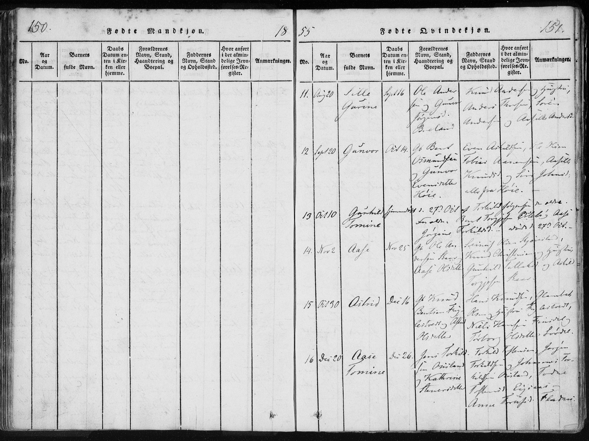 Holum sokneprestkontor, AV/SAK-1111-0022/F/Fa/Fac/L0002: Parish register (official) no. A 2, 1821-1859, p. 150-151