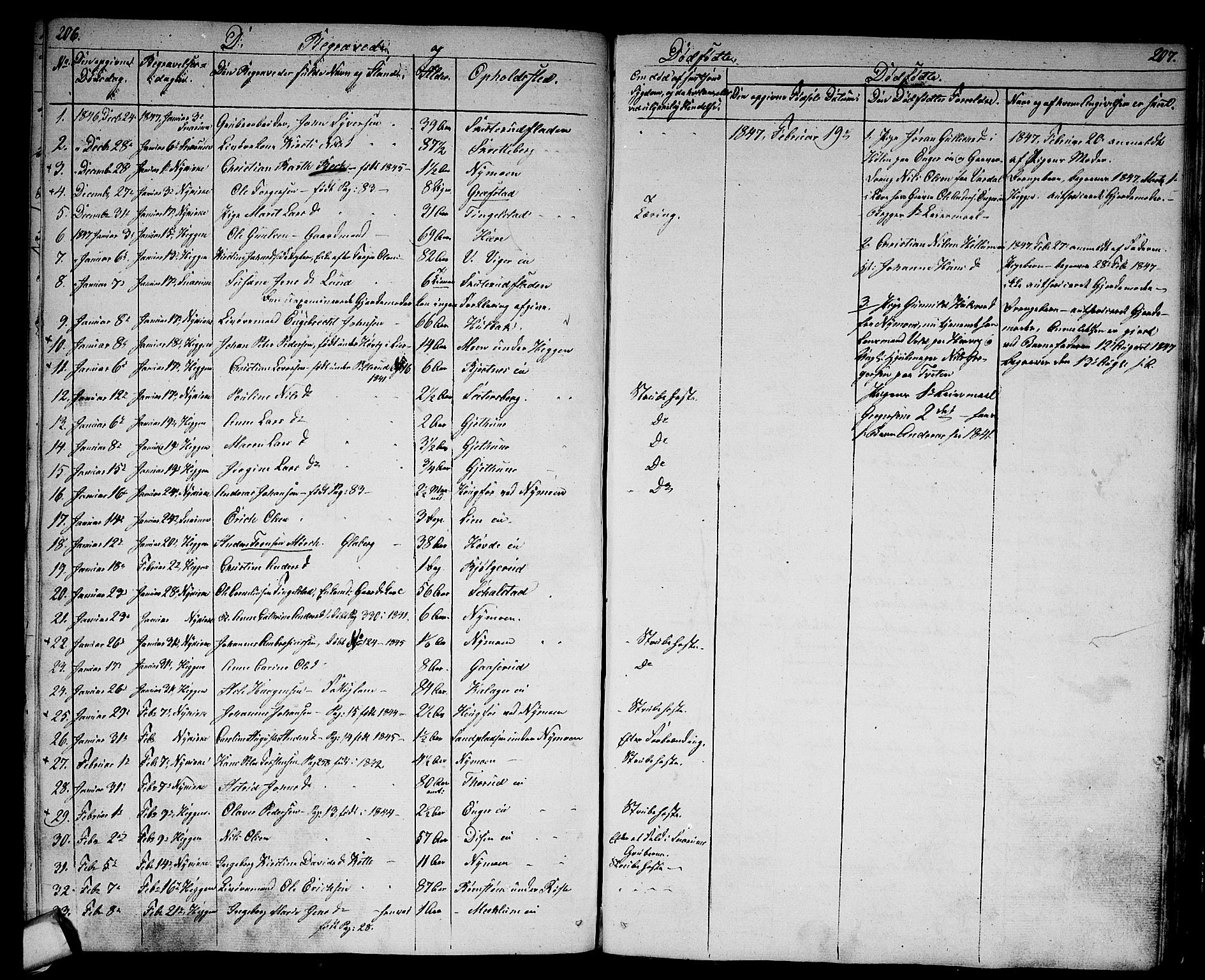 Modum kirkebøker, SAKO/A-234/G/Ga/L0005: Parish register (copy) no. I 5, 1847-1853, p. 206-207