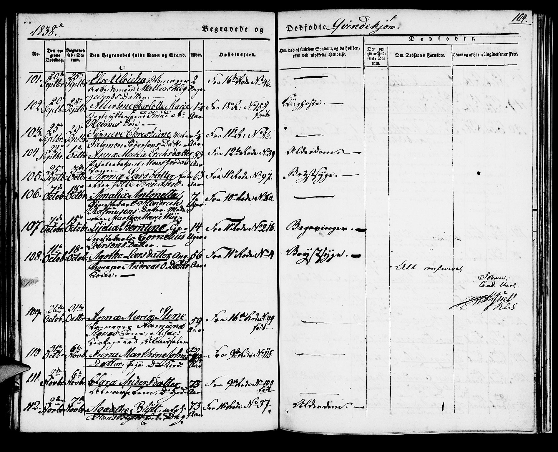 Domkirken sokneprestembete, AV/SAB-A-74801/H/Haa/L0015: Parish register (official) no. A 14, 1835-1840, p. 104