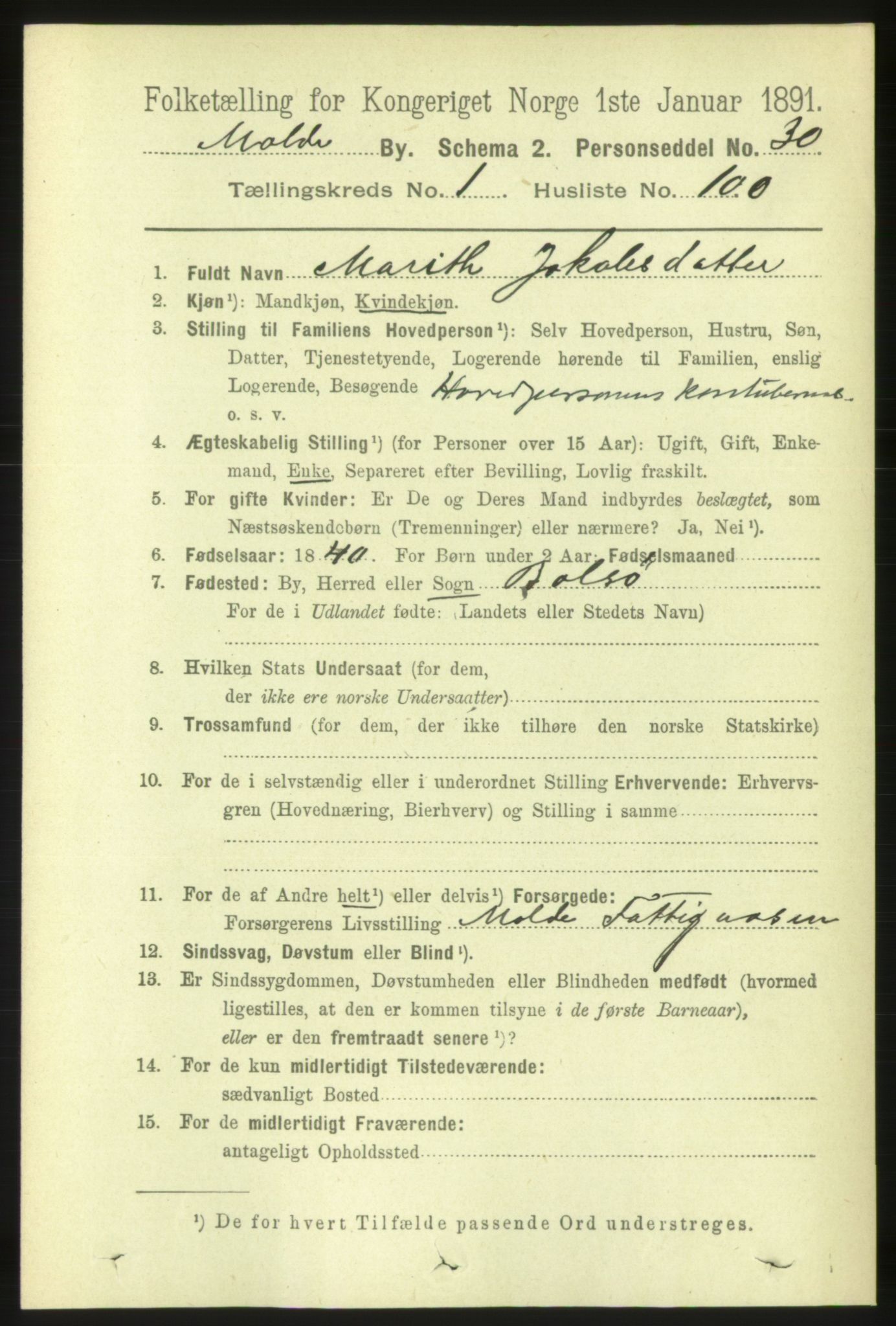 RA, 1891 census for 1502 Molde, 1891, p. 1147