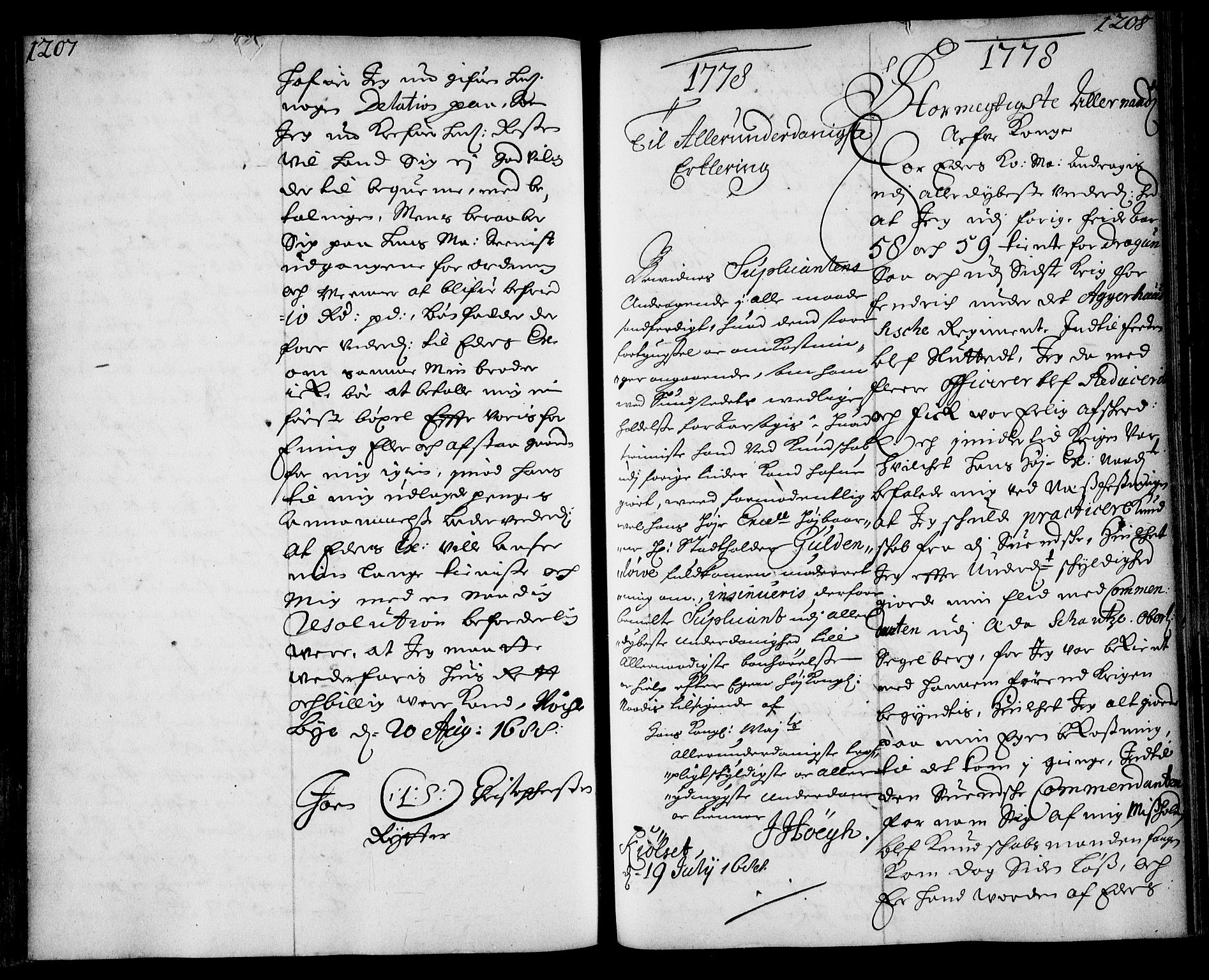 Stattholderembetet 1572-1771, AV/RA-EA-2870/Ae/L0005: Supplikasjons- og resolusjonsprotokoll, 1687-1688, p. 1207-1208