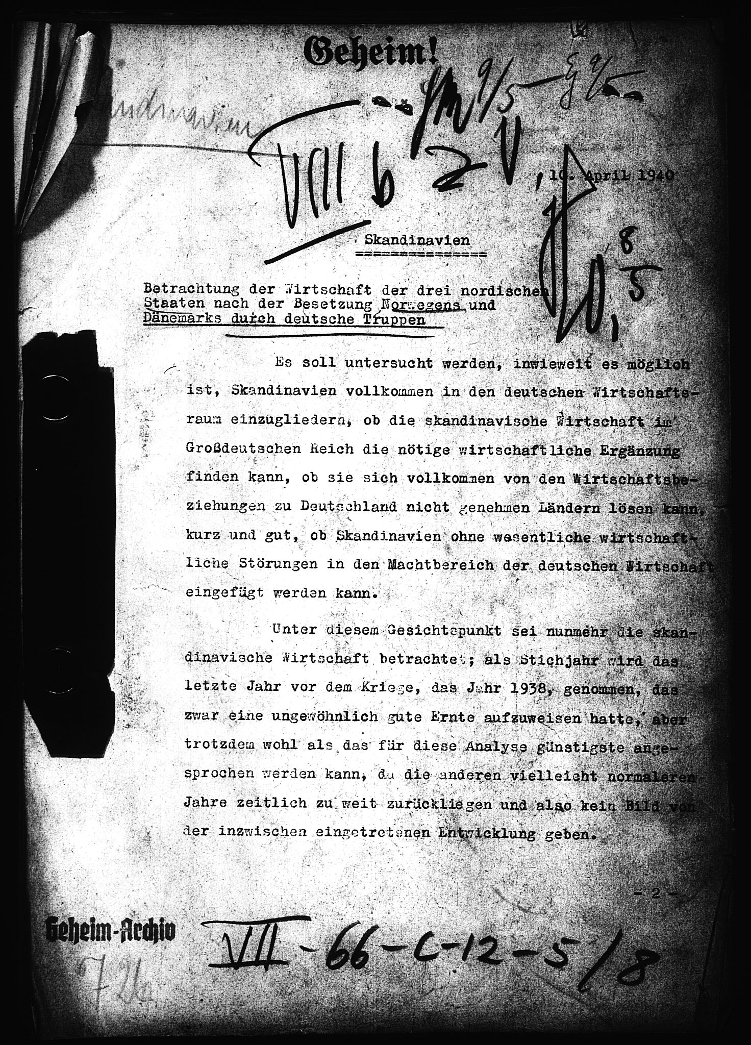 Documents Section, RA/RAFA-2200/V/L0090: Amerikansk mikrofilm "Captured German Documents".
Box No. 952.  FKA jnr. 59/1955., 1940, p. 70