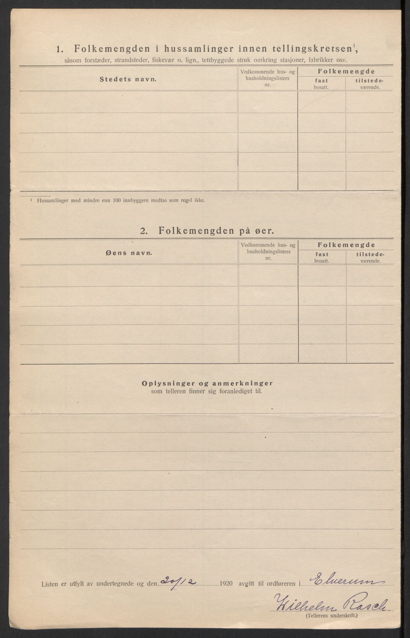 SAH, 1920 census for Elverum, 1920, p. 9