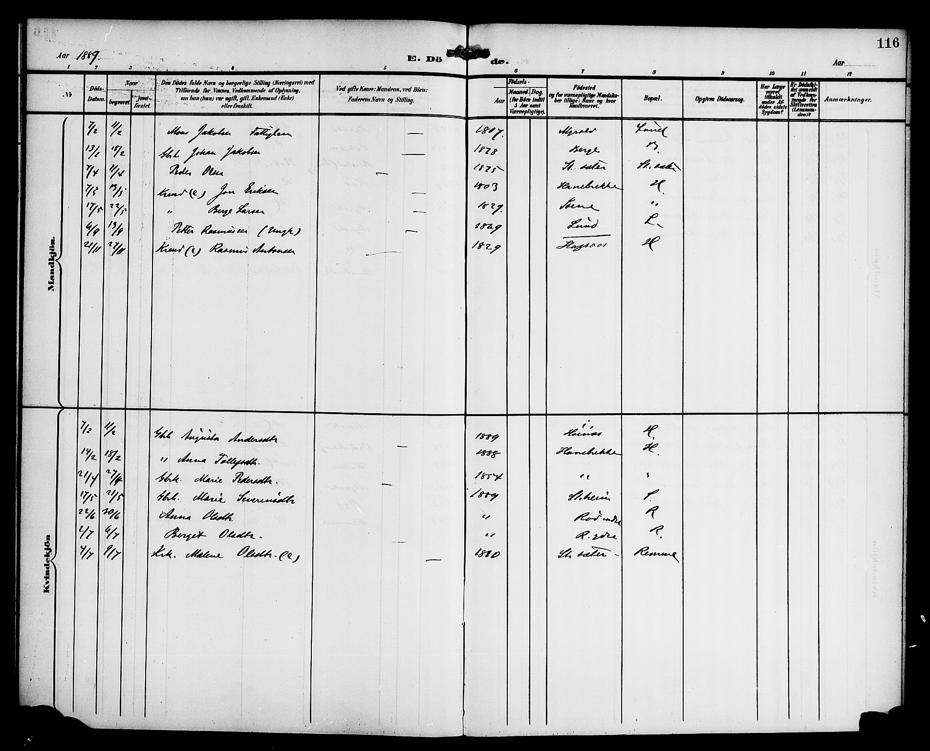 Eid sokneprestembete, SAB/A-82301/H/Haa/Haac/L0001: Parish register (official) no. C 1, 1879-1899, p. 116