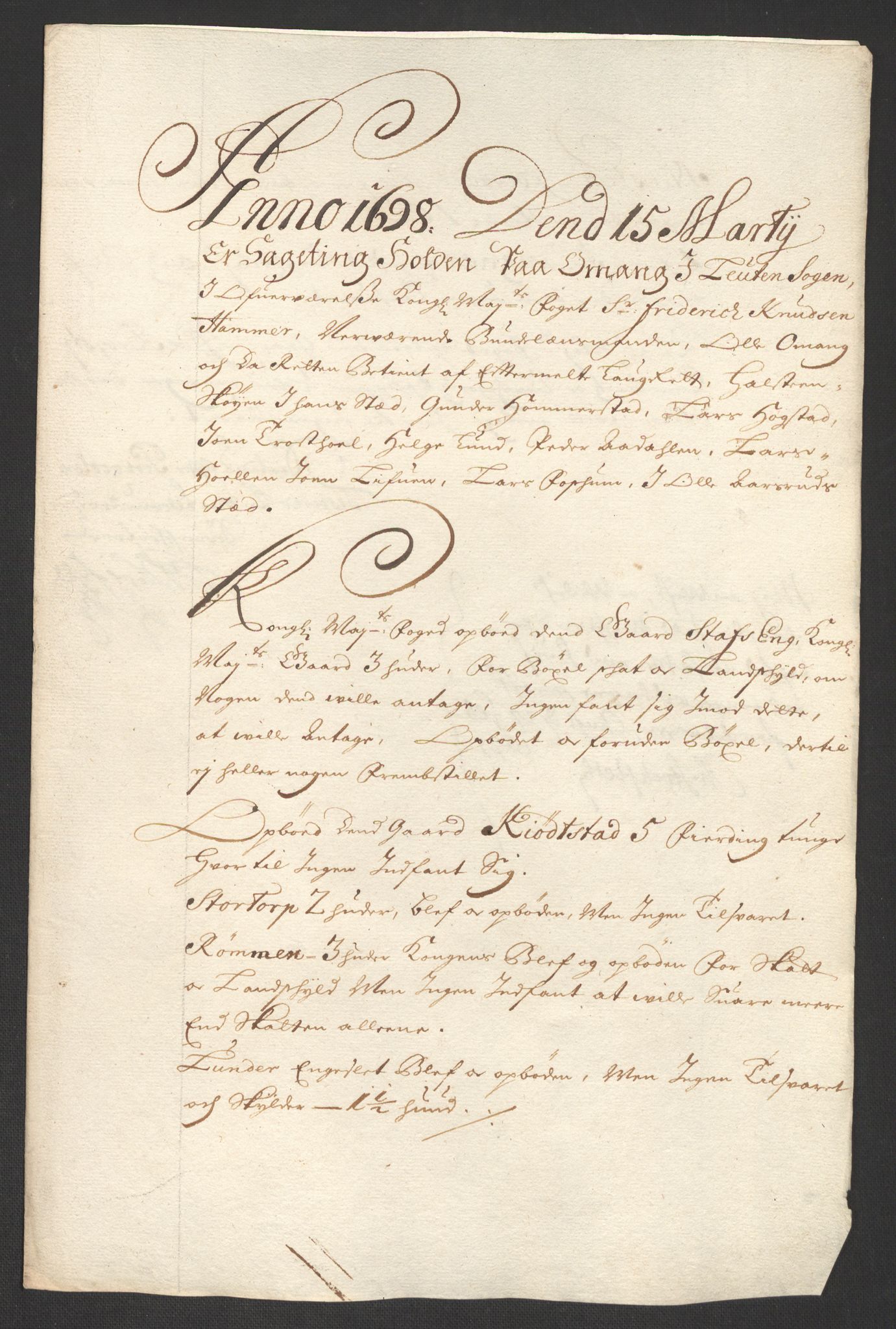 Rentekammeret inntil 1814, Reviderte regnskaper, Fogderegnskap, AV/RA-EA-4092/R16/L1037: Fogderegnskap Hedmark, 1697-1698, p. 467