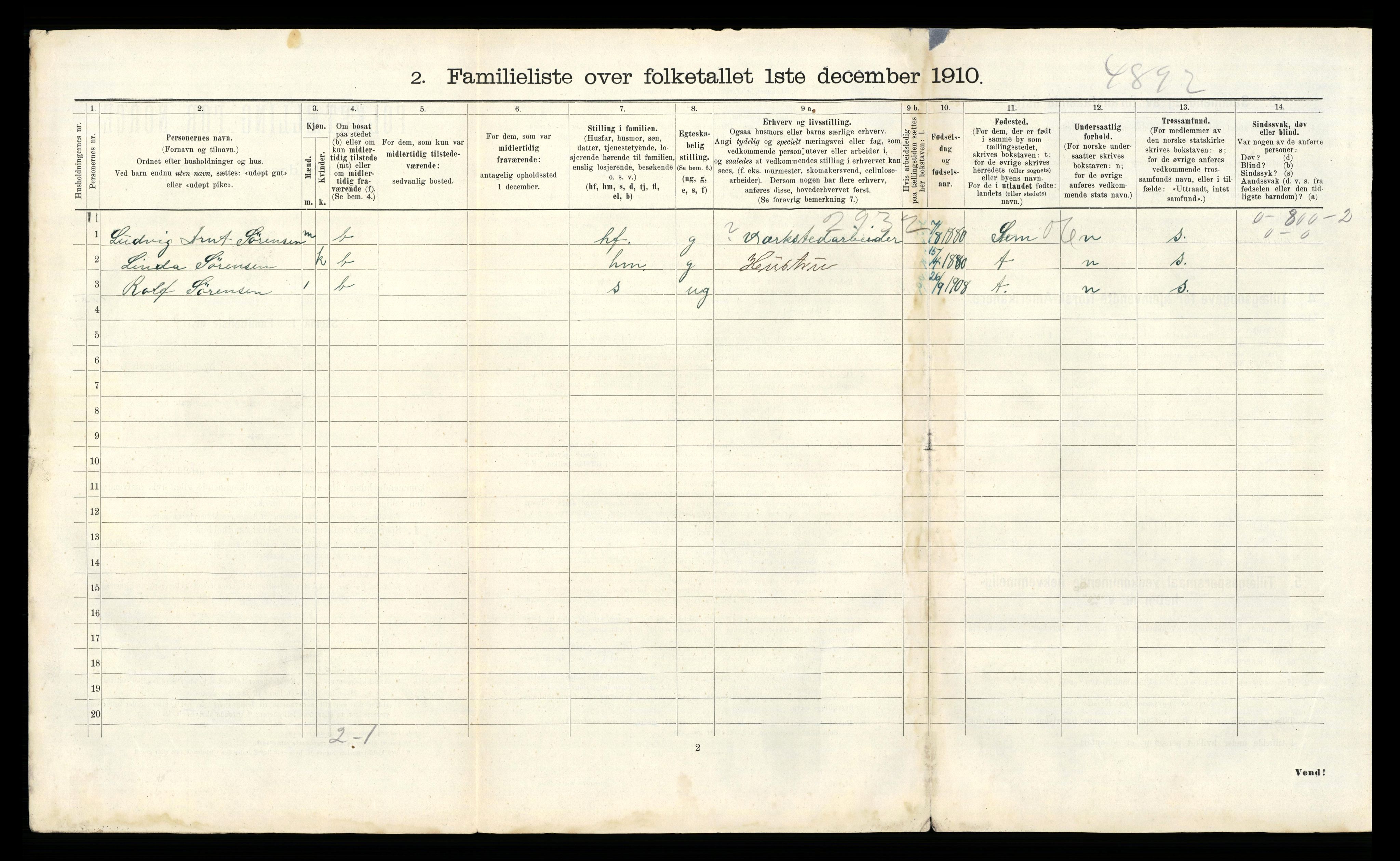 RA, 1910 census for Tønsberg, 1910, p. 3158