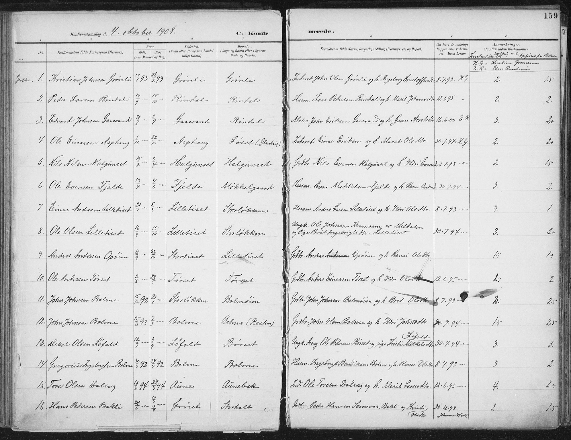 Ministerialprotokoller, klokkerbøker og fødselsregistre - Møre og Romsdal, SAT/A-1454/598/L1072: Parish register (official) no. 598A06, 1896-1910, p. 159