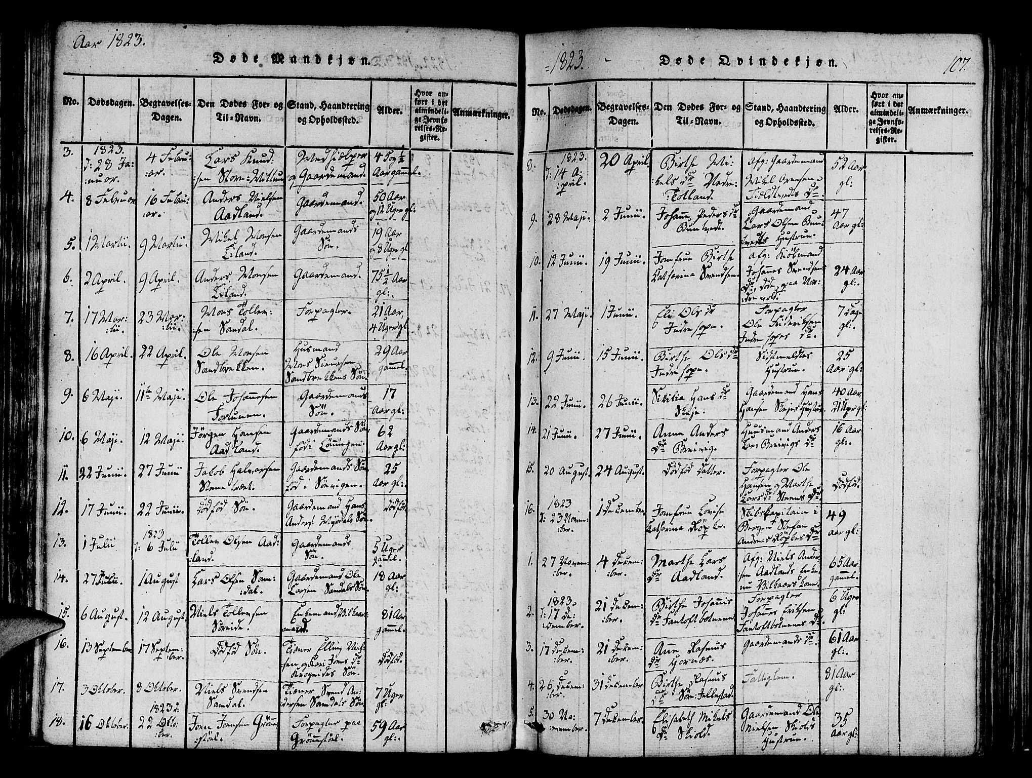 Fana Sokneprestembete, AV/SAB-A-75101/H/Haa/Haaa/L0007: Parish register (official) no. A 7, 1816-1828, p. 107