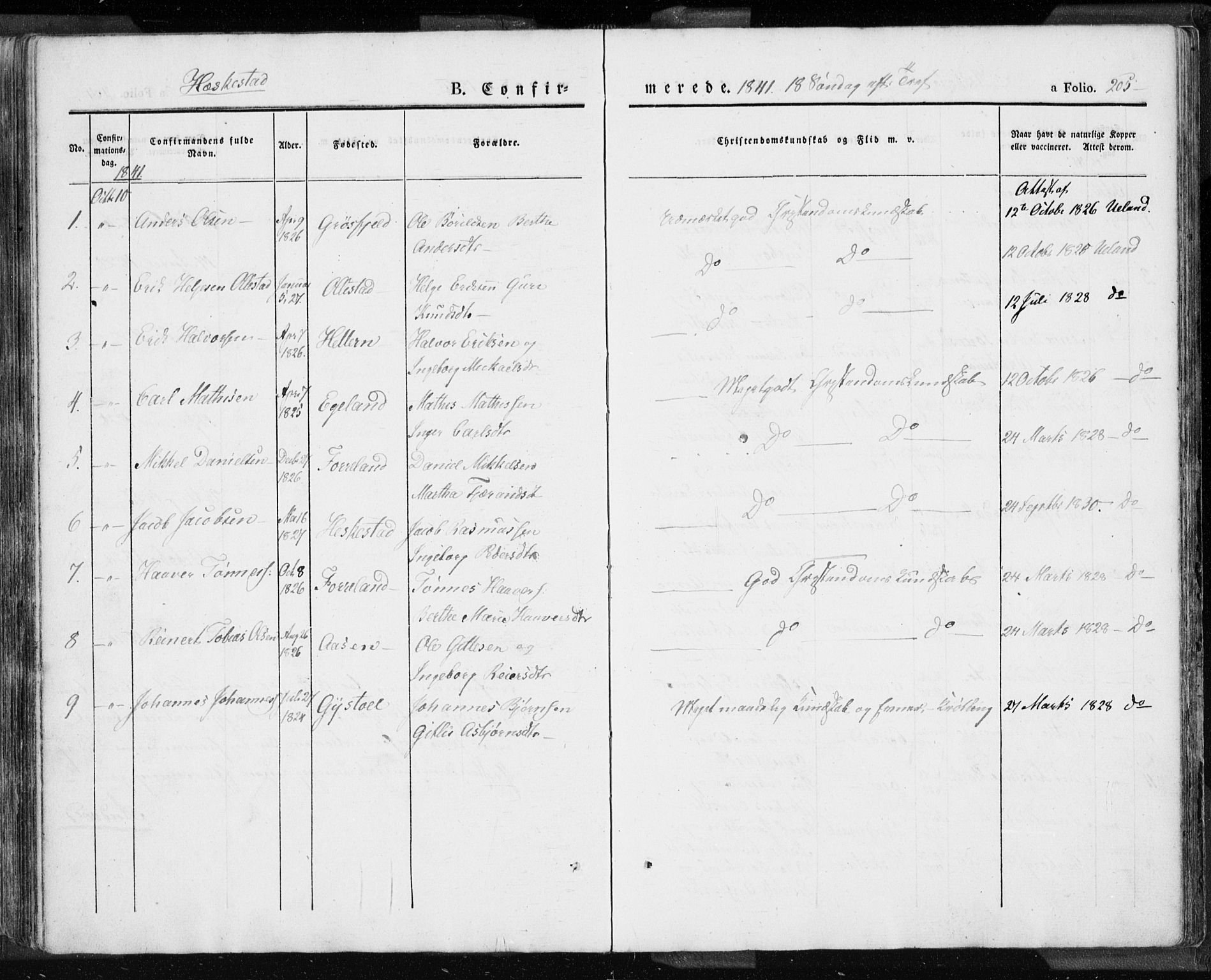 Lund sokneprestkontor, AV/SAST-A-101809/S06/L0007: Parish register (official) no. A 7.1, 1833-1854, p. 205