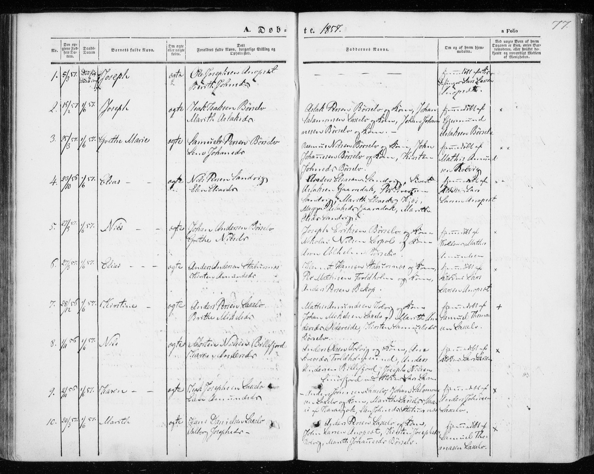 Kistrand/Porsanger sokneprestembete, SATØ/S-1351/H/Ha/L0004.kirke: Parish register (official) no. 4, 1843-1860, p. 77