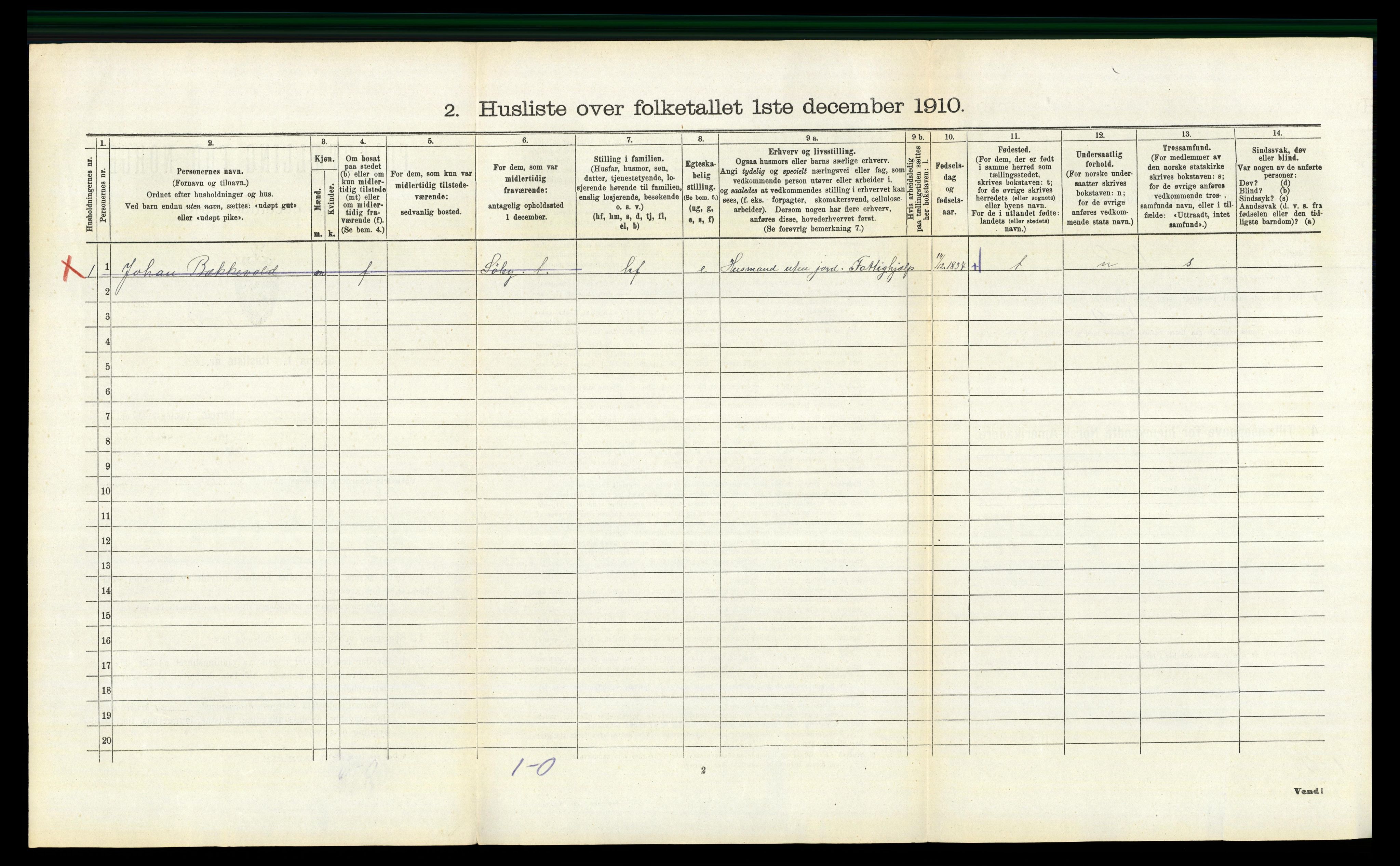 RA, 1910 census for Romedal, 1910, p. 1240