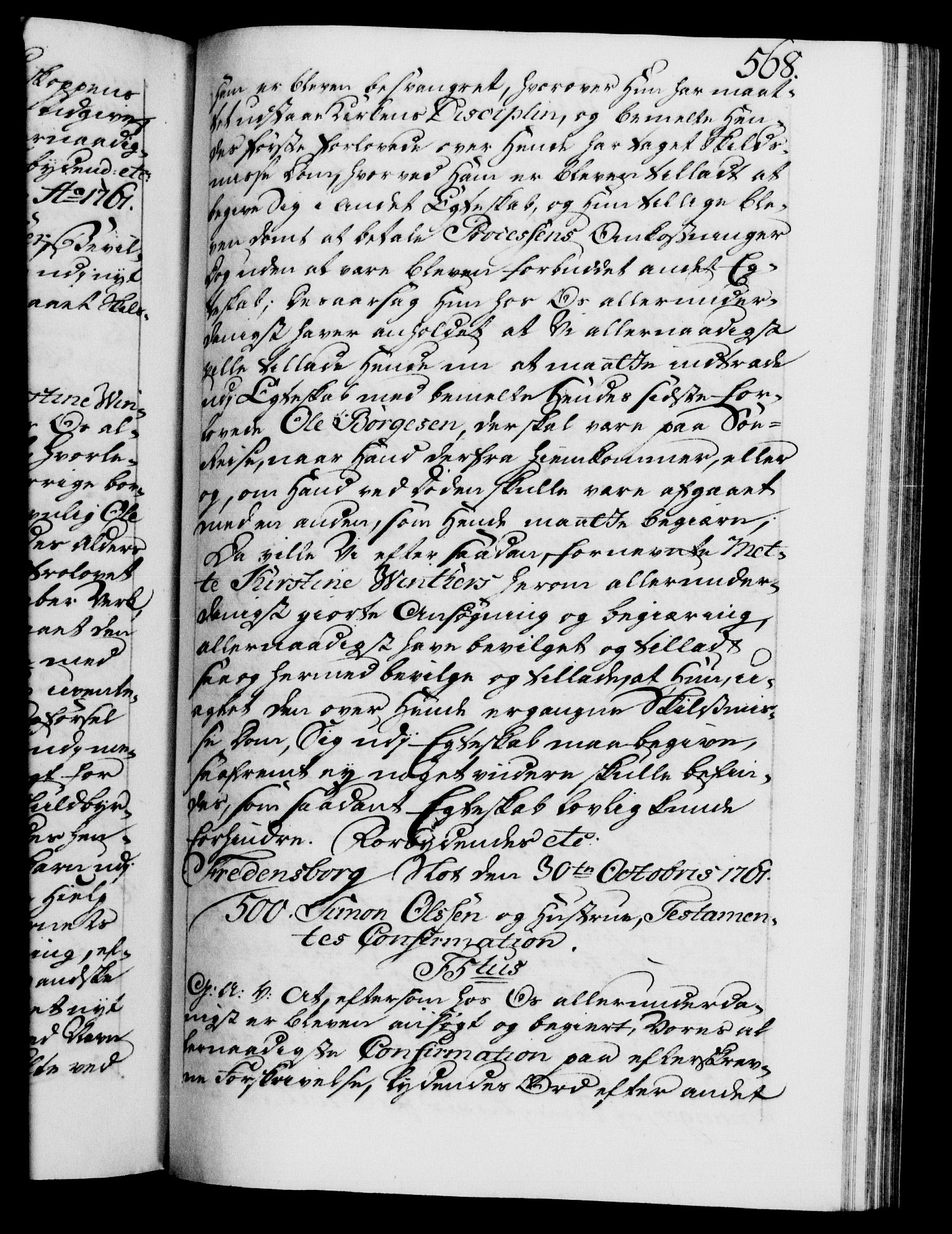 Danske Kanselli 1572-1799, AV/RA-EA-3023/F/Fc/Fca/Fcaa/L0041: Norske registre, 1760-1762, p. 568a