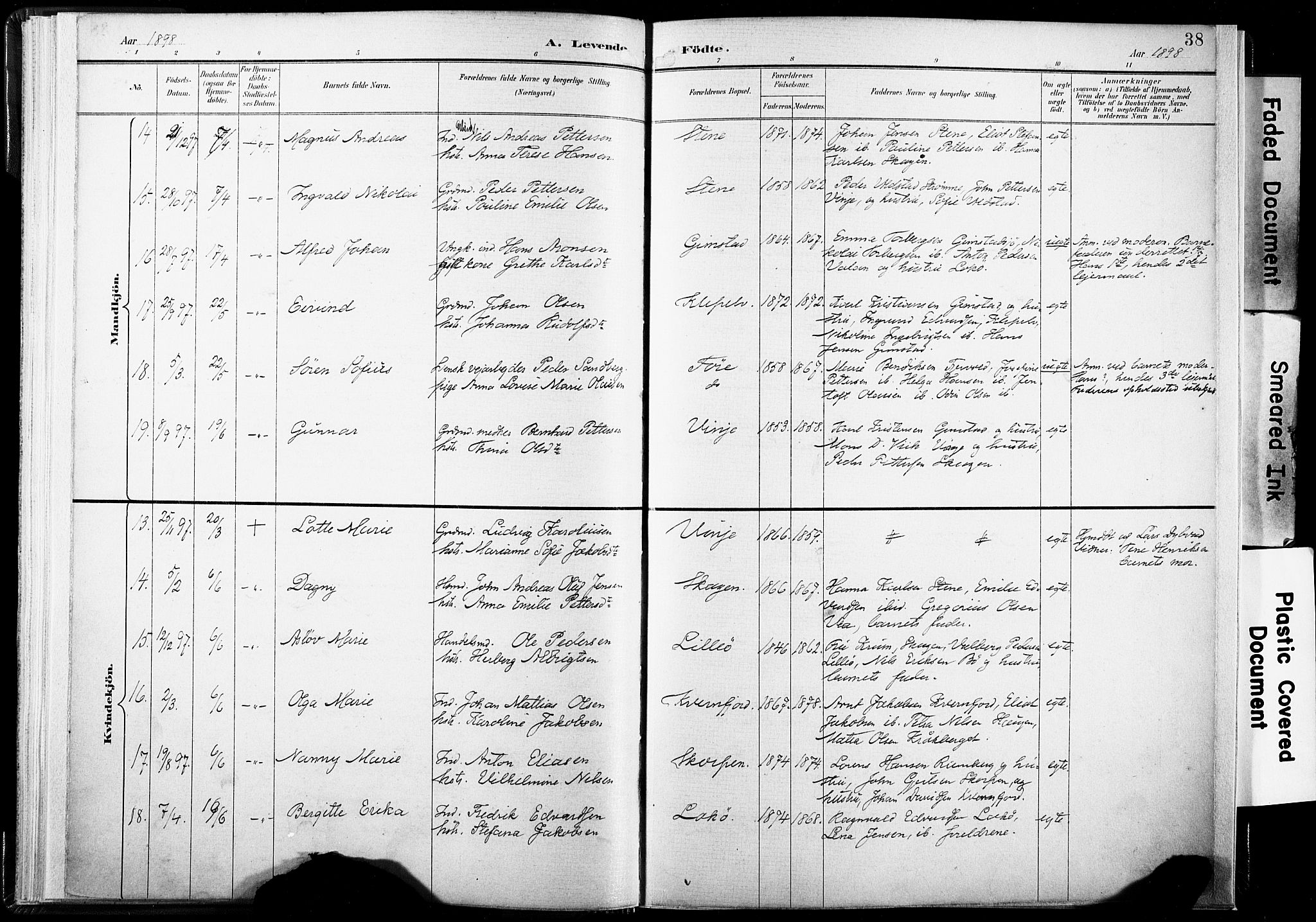 Ministerialprotokoller, klokkerbøker og fødselsregistre - Nordland, SAT/A-1459/891/L1304: Parish register (official) no. 891A09, 1895-1921, p. 38