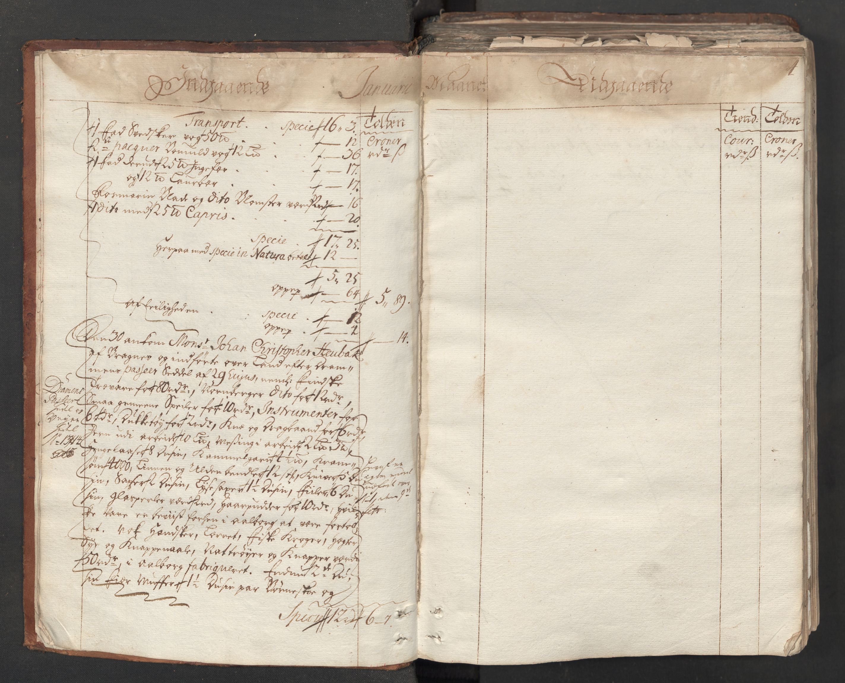Generaltollkammeret, tollregnskaper, RA/EA-5490/R06/L0012/0001: Tollregnskaper Kristiania / Hovedtollbok, 1731, p. 3b-4a