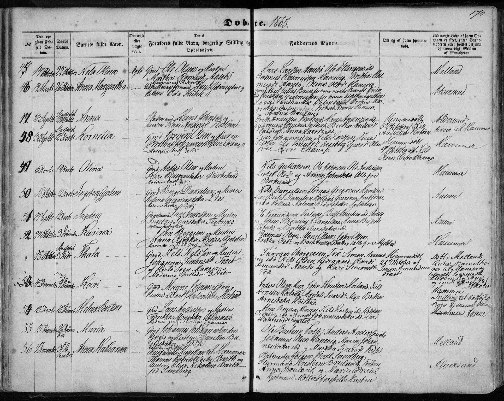 Hamre sokneprestembete, SAB/A-75501/H/Ha/Haa/Haaa/L0014: Parish register (official) no. A 14, 1858-1872, p. 170